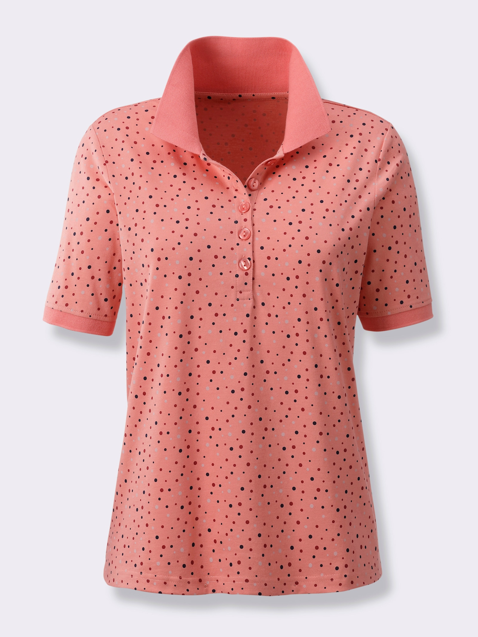 Polokošile s puntíkovým vzorem - plameňáková-tmavěčervená-puntík