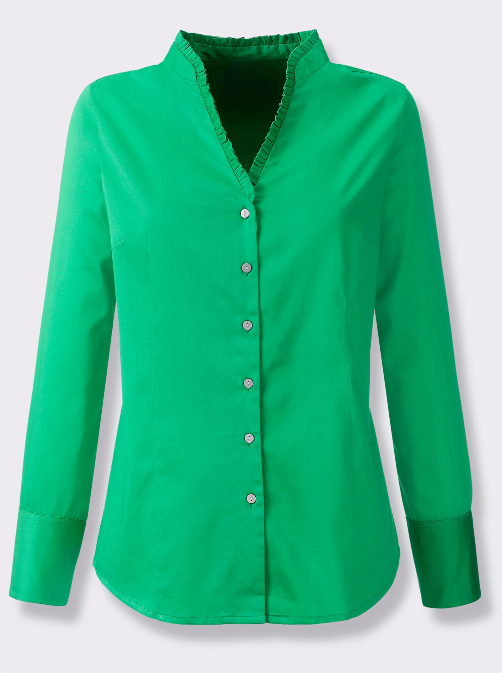 heine Blouse van satijn met ruches - grasgroen