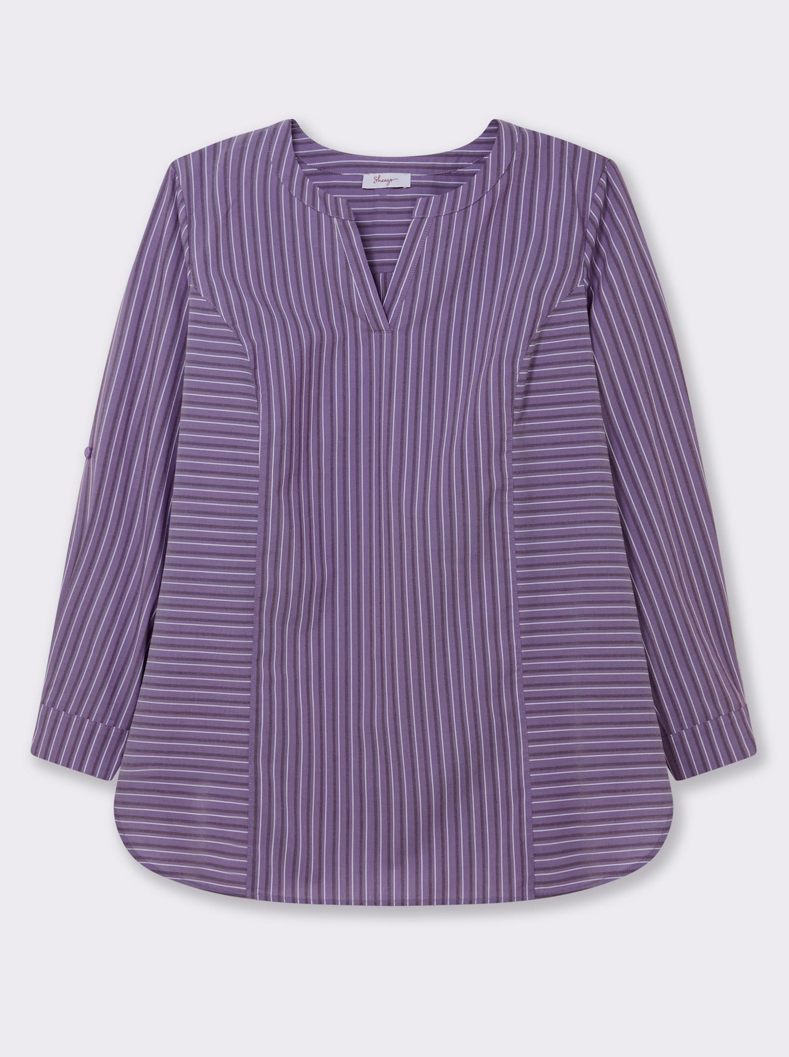 sheego Tunika im Streifen-Mix - lila-ecru-gestreift