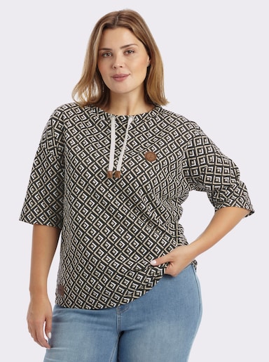 Sweatshirt im Druckmuster - beige-schwarz-bedruckt