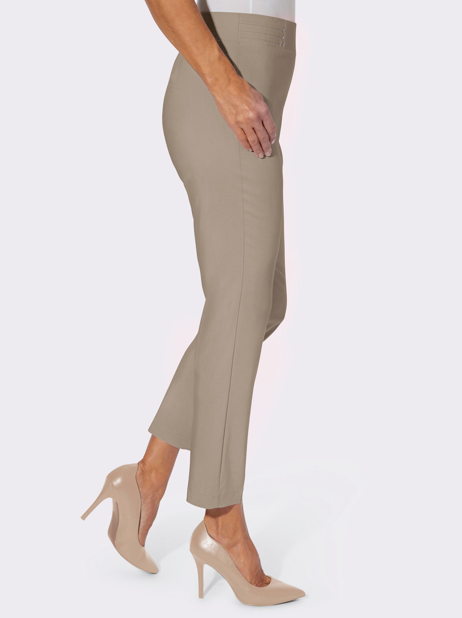 Comfortbroek met persplooien - beige