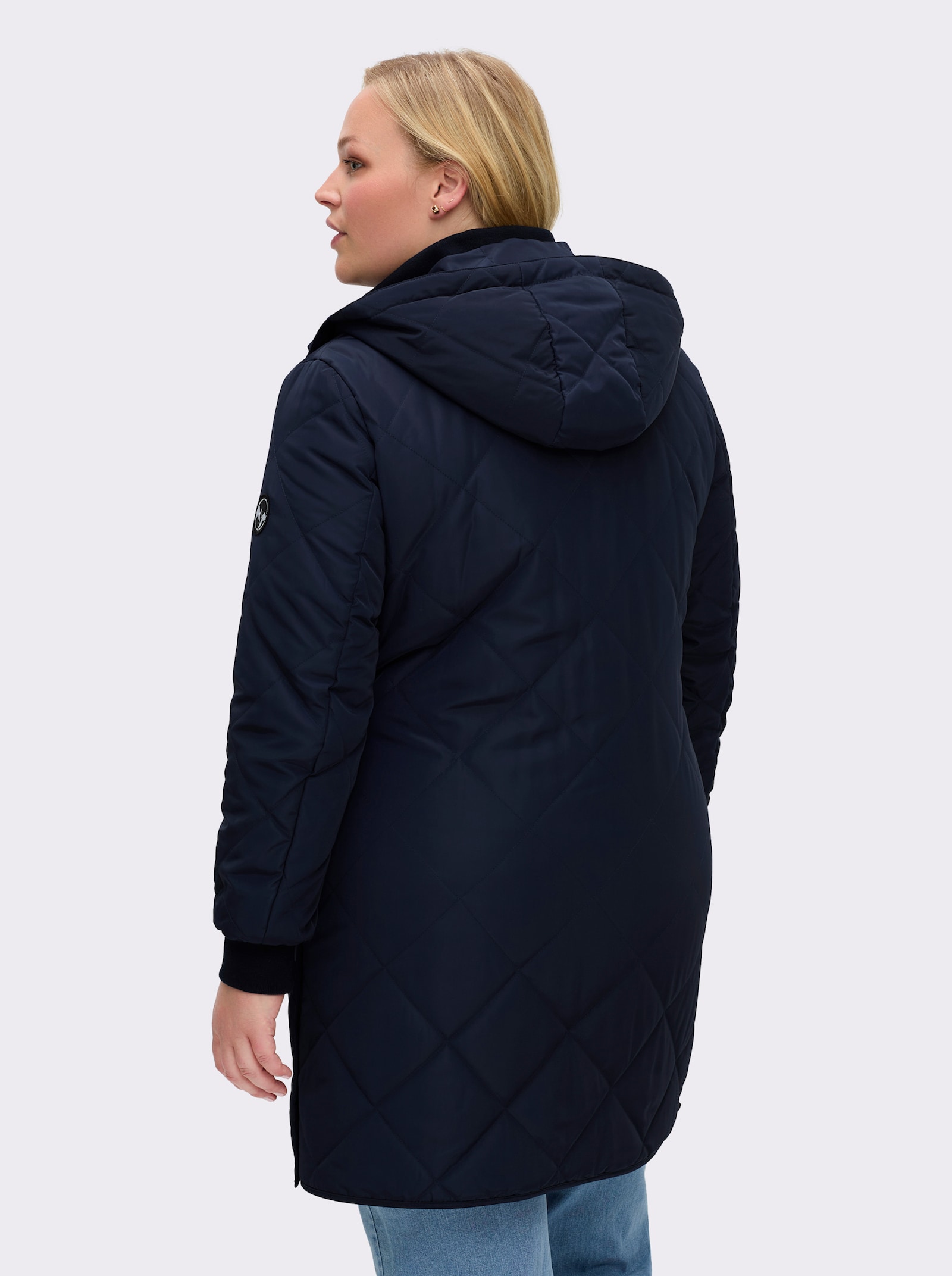 sheego Steppjacke mit abnehmbarer Kapuze - tiefblau