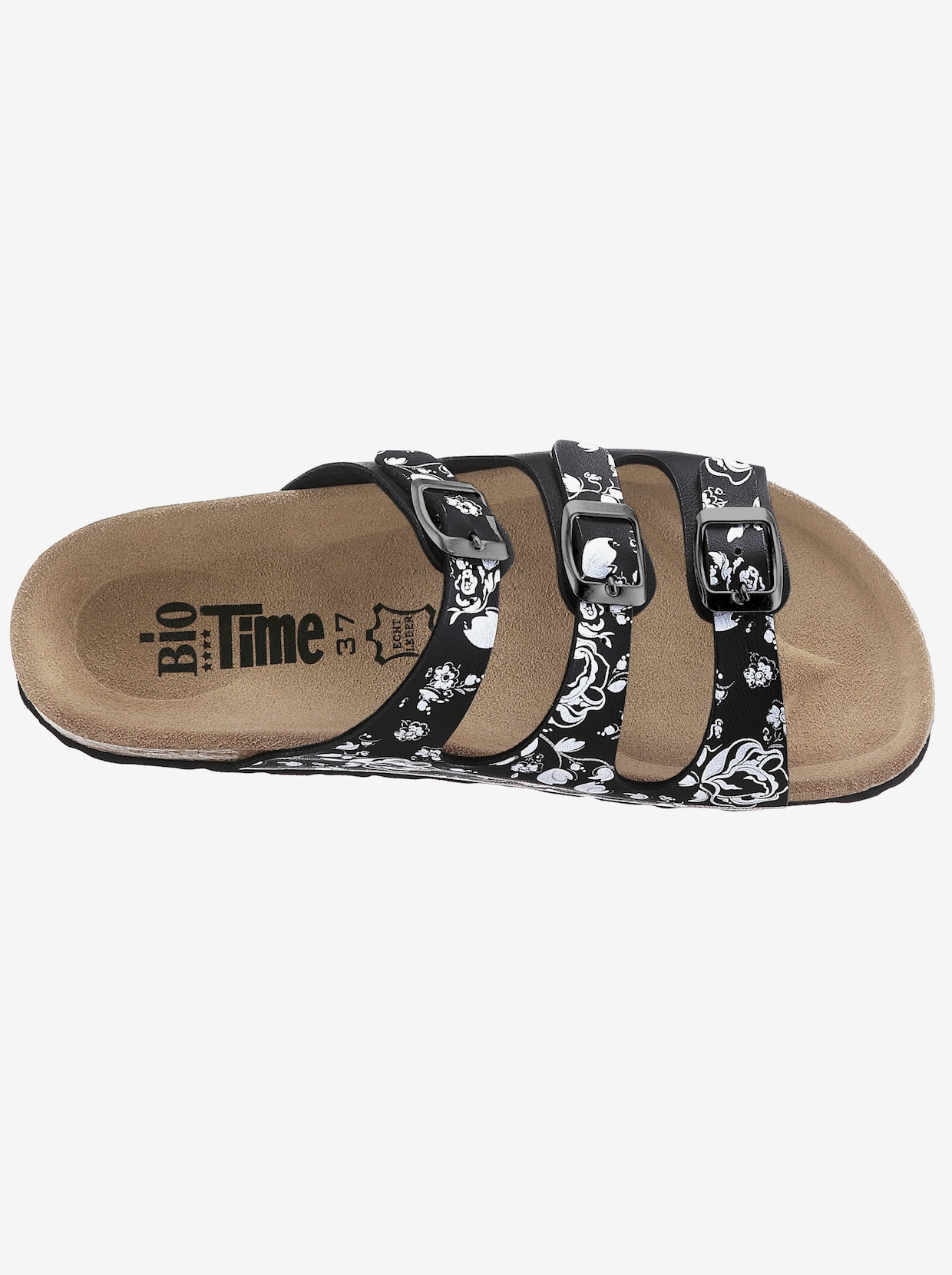 Bio Time slippers - zwart geprint