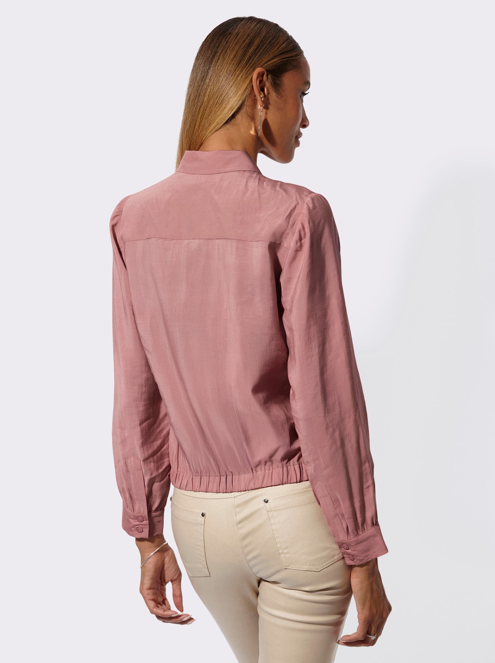 Hemdbluse mit Ziersteinchen - rosenholz