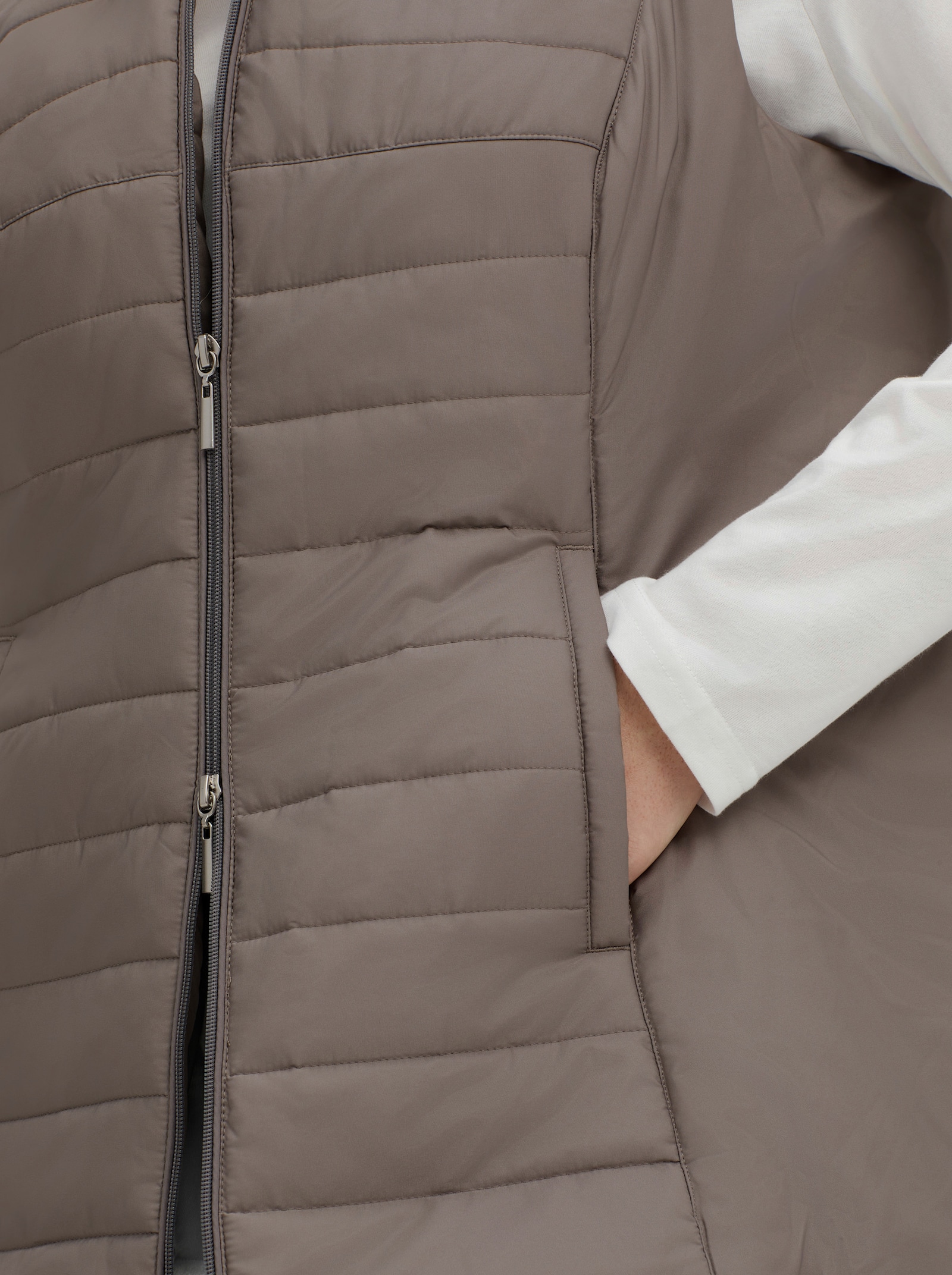 Longweste mit Kapuze - taupe