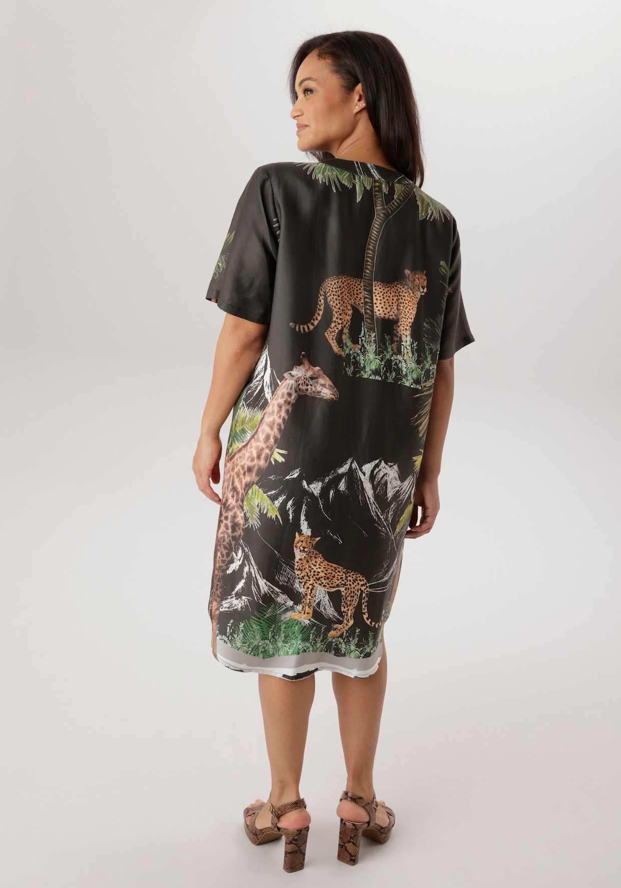 Aniston PLUS Blusenkleid - anthrazit-olive