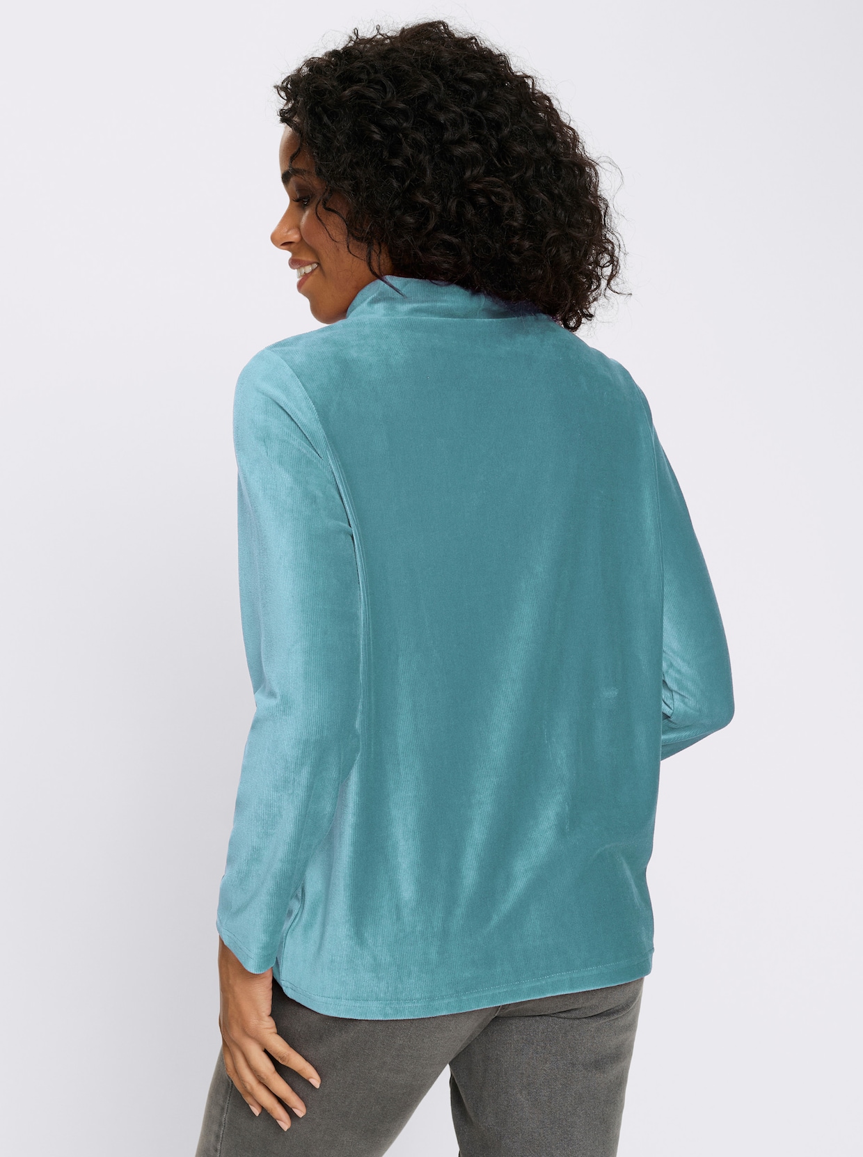 Shirt met lange mouwen van ribcord - oceaan