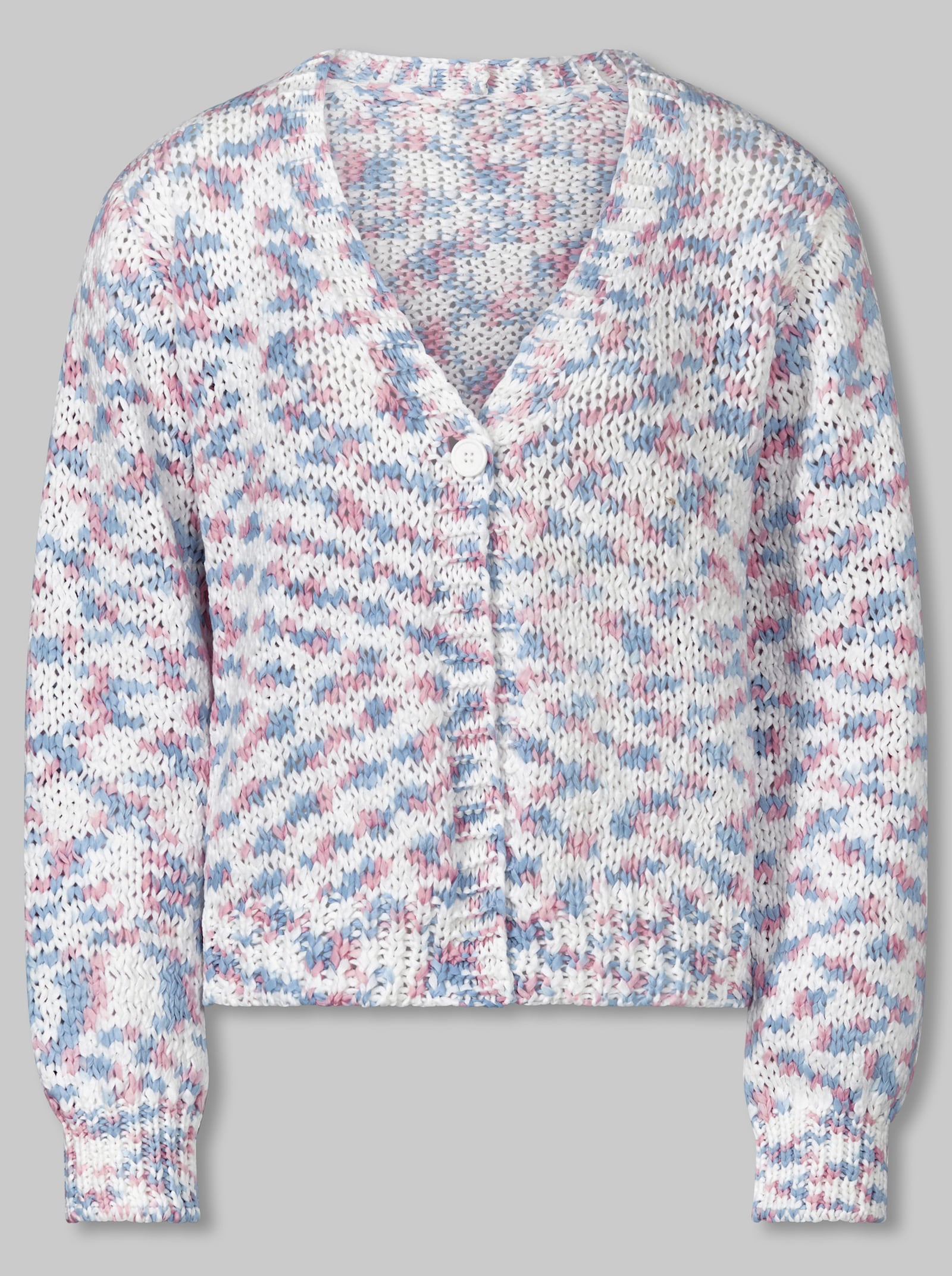 heine Strickjacke aus Bändchengarn - ecru-himmelblau-gemustert