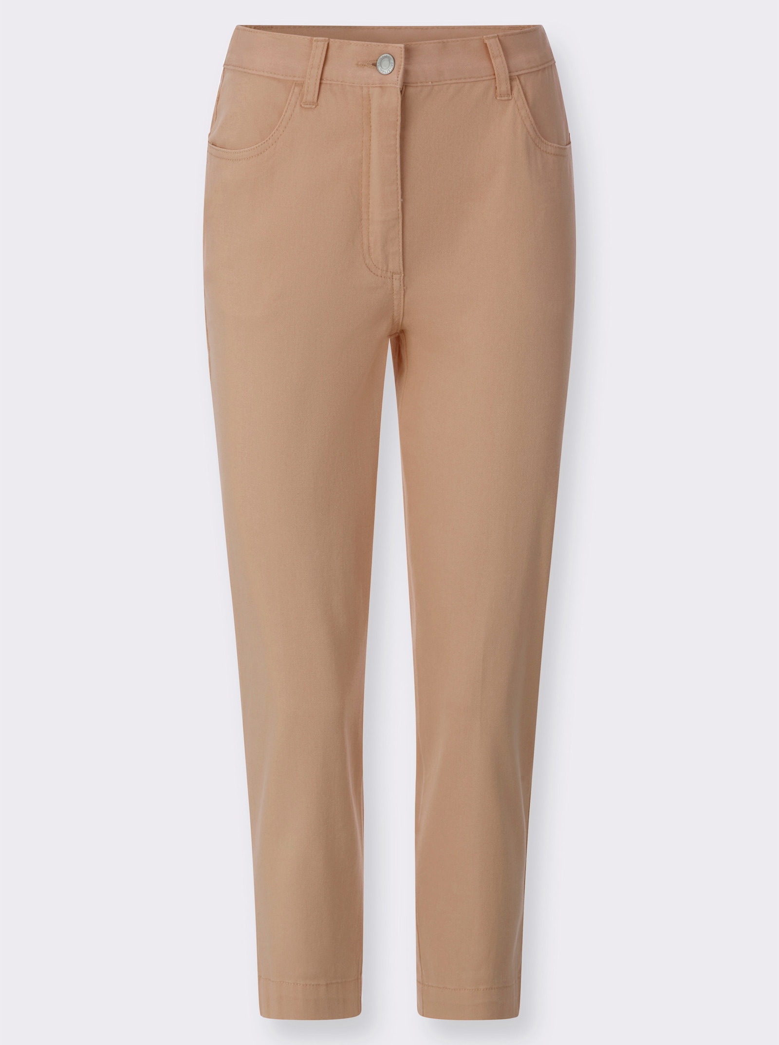 7/8-Jeans mit dekorativem Beinabschluss - camel