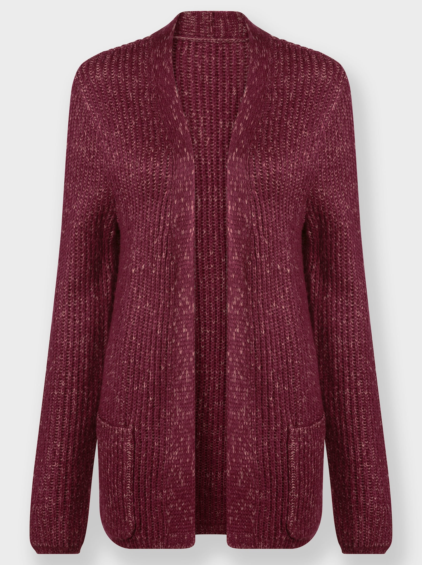 Veste en tricot à la coupe ouverte - bordeaux chiné