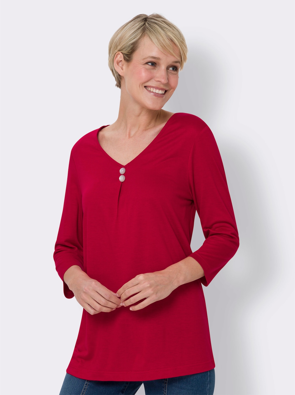 Shirt met 3/4-mouw - rood