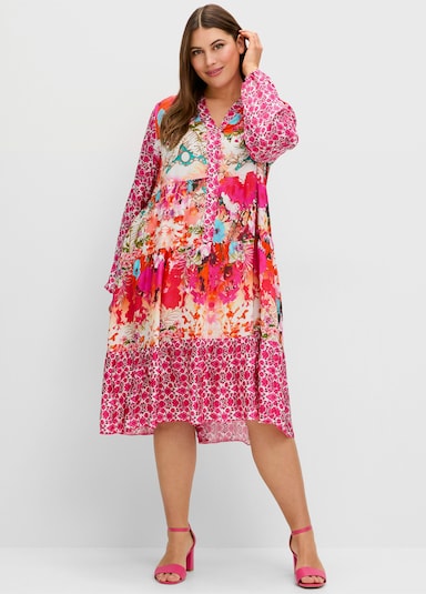 sheego loves miss goodlife Stufenkleid - rotorange-gemustert