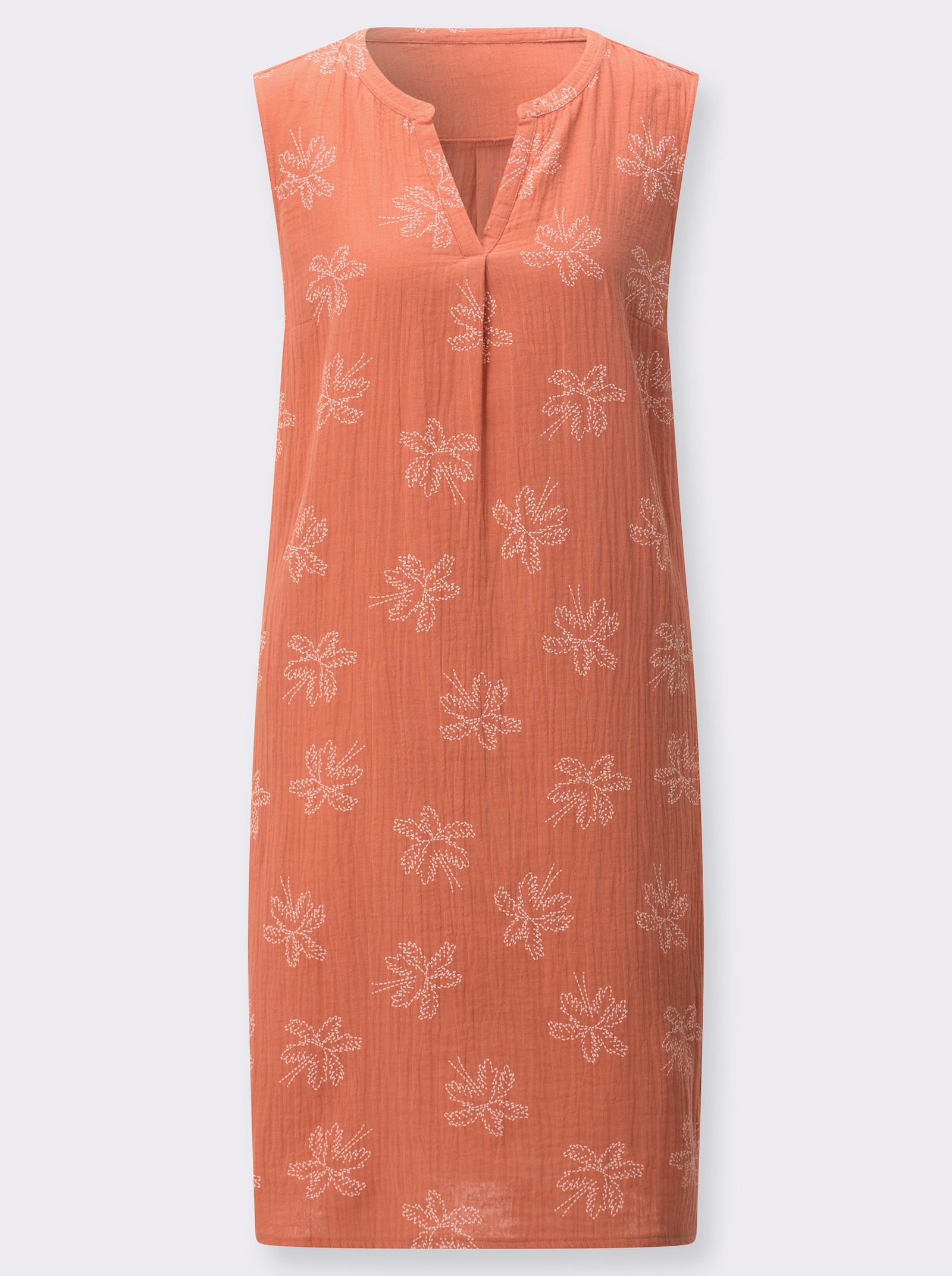 Baumwollkleid in Musselin-Qualität - papaya-ecru