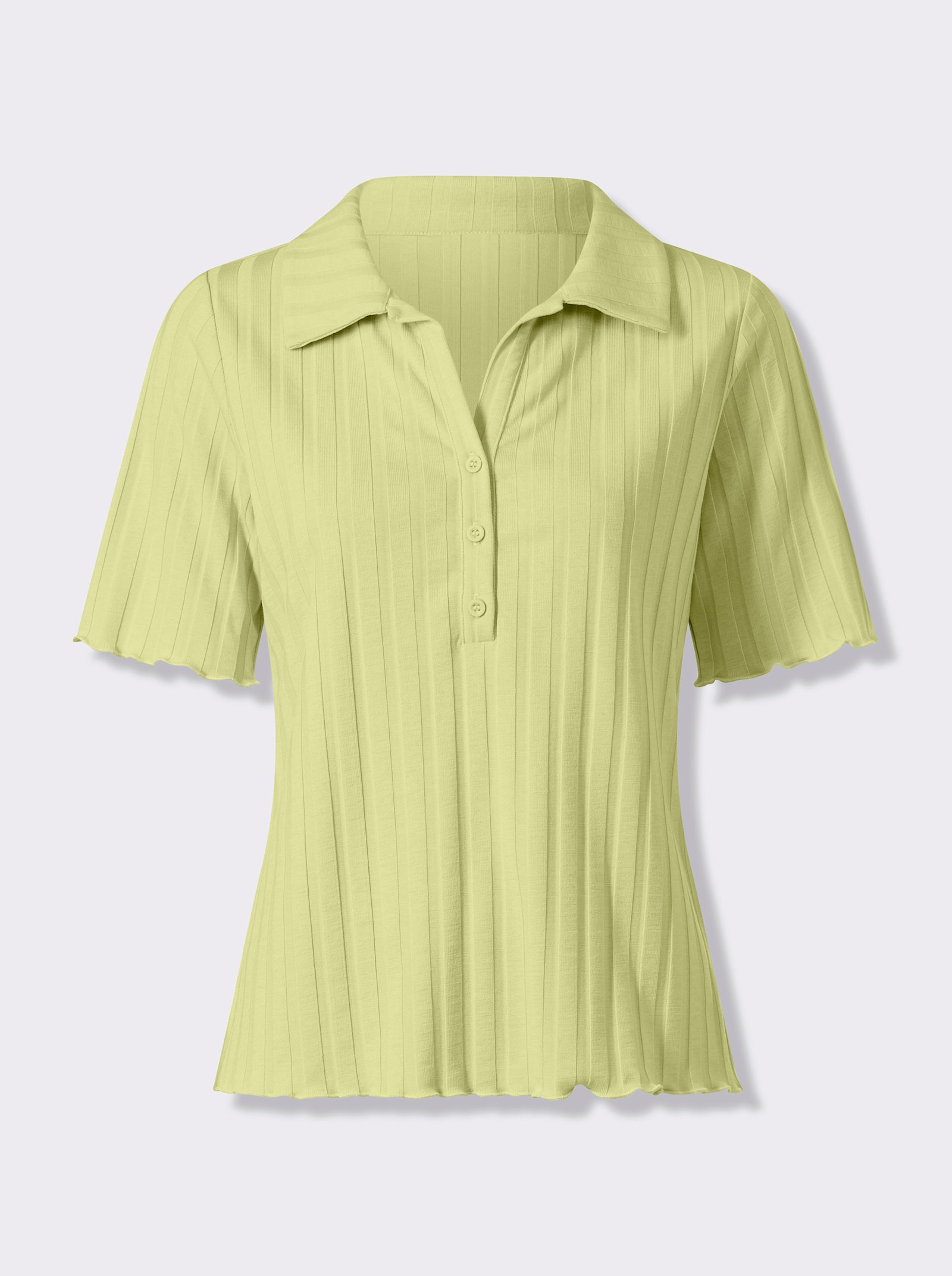 heine Kurzarmshirt mit Wellenkanten - pistazie