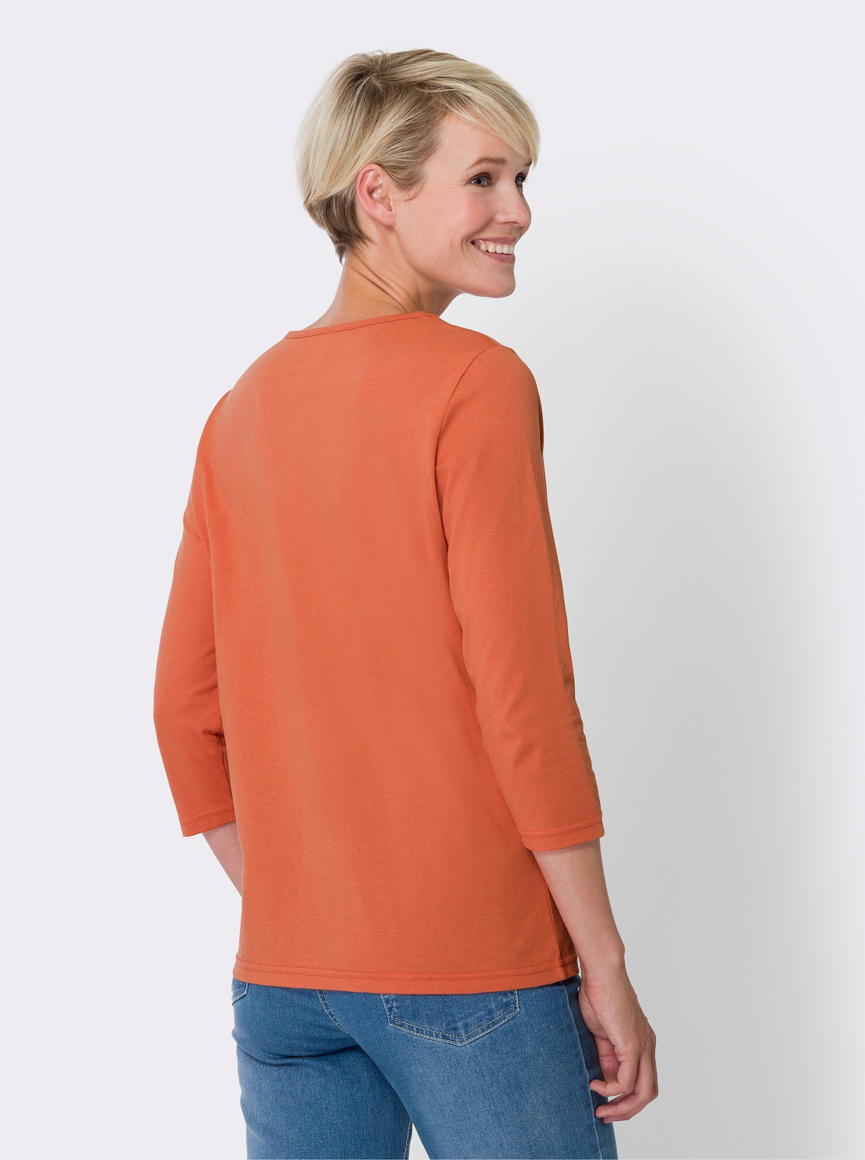 Shirt met 3/4-mouw - papaya