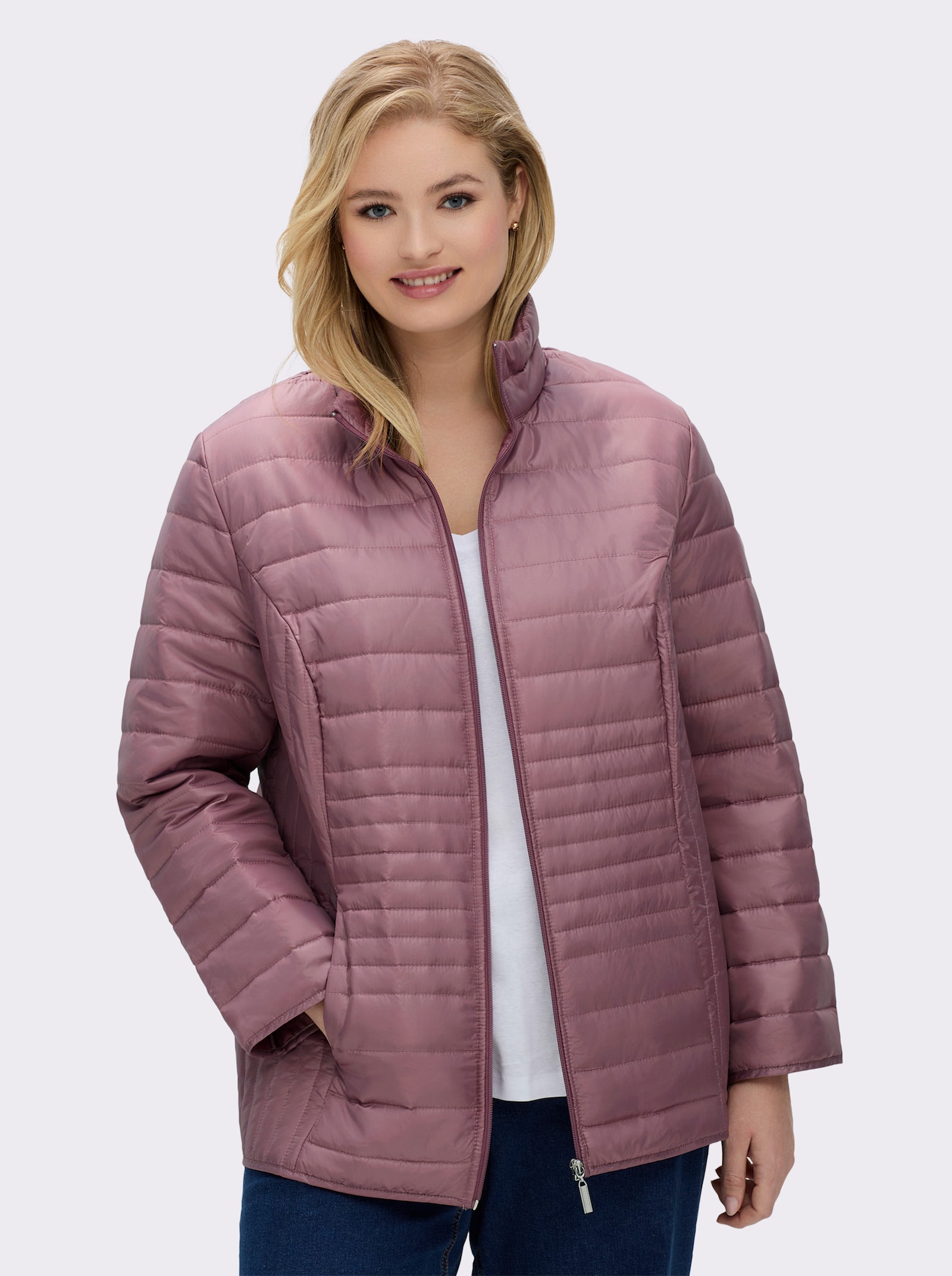 Steppjacke mit vertikalem Muster - rose