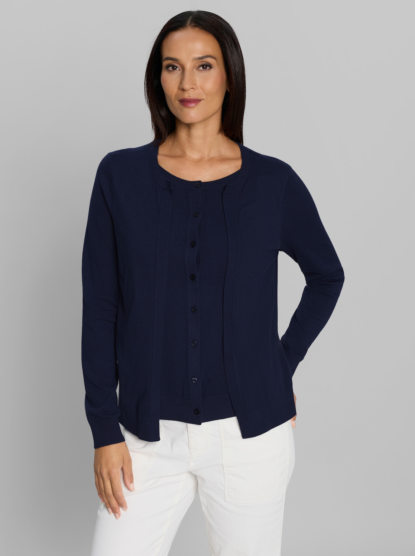 heine Strickjacke in 2-in-1-Optik - marine