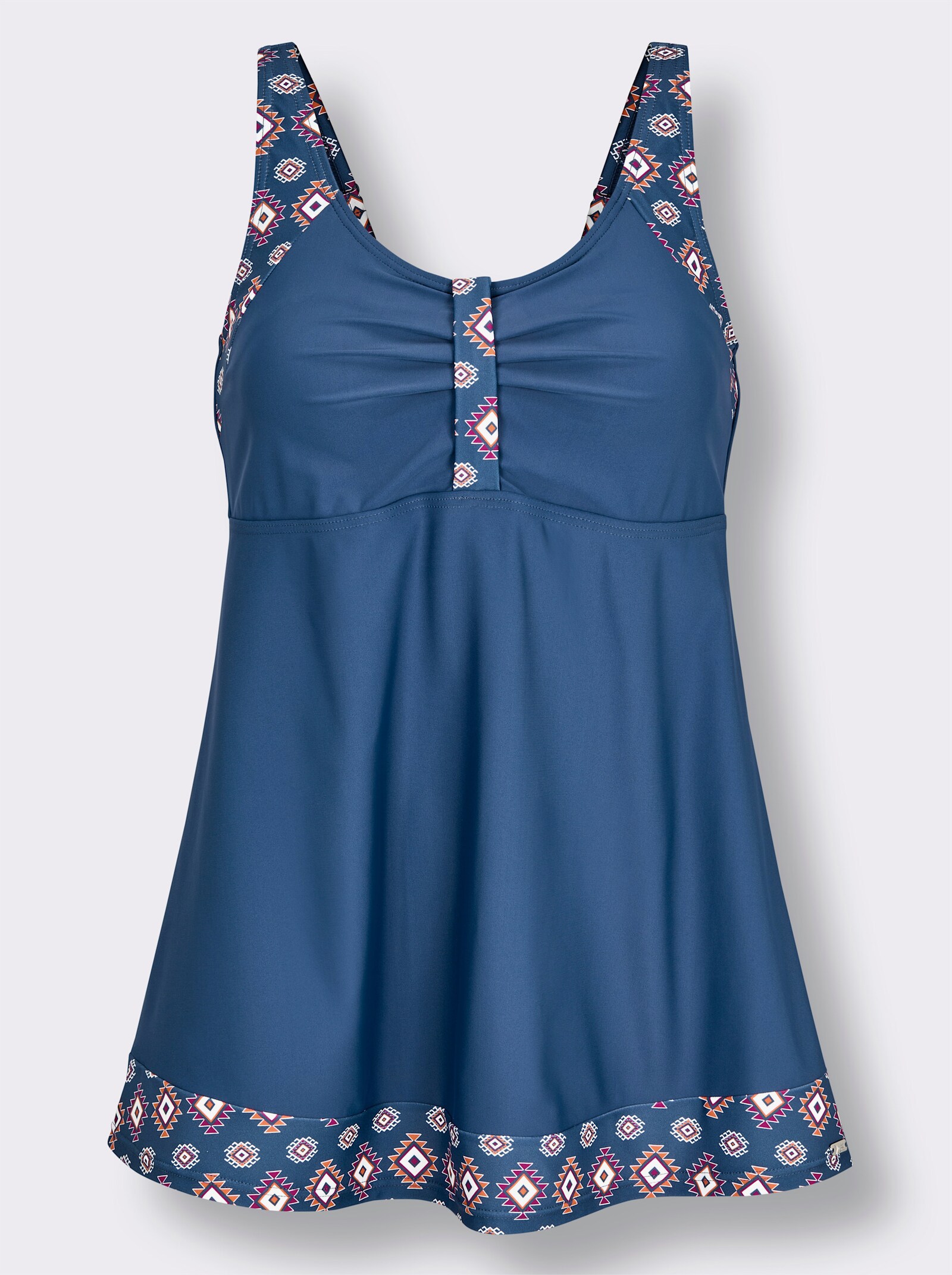 feel good Tankini-Oberteil - jeansblau-orange-bedruckt