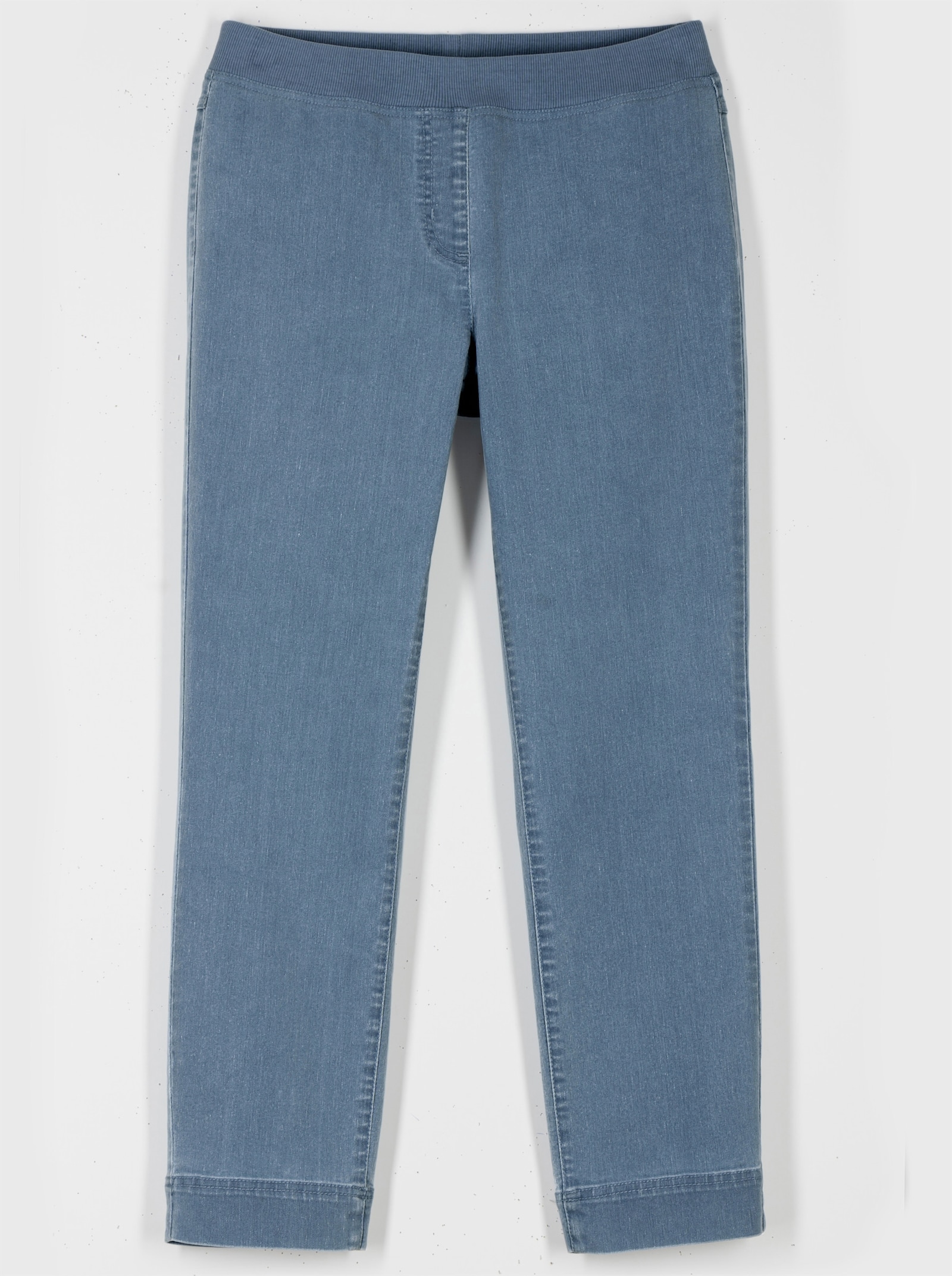 7/8-jeans met elastische tricotband - blue-bleached