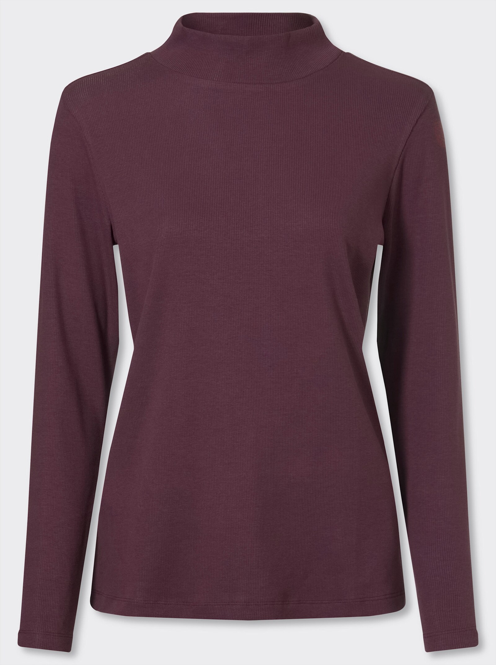 heine Stehkragenshirt in Feinripp-Qualität - burgund