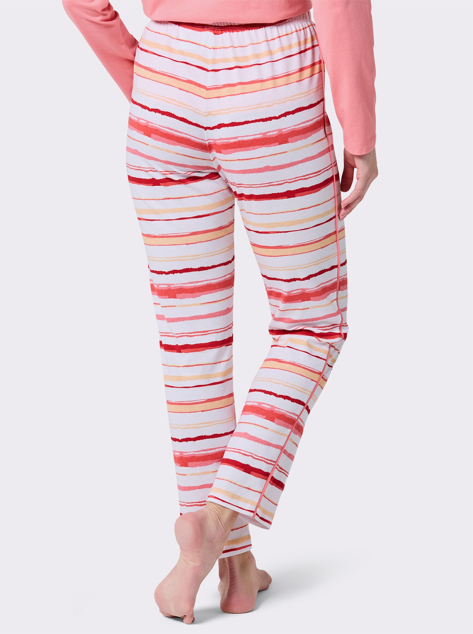 wäschepur Schlafanzughose mit Dehnbund - flamingo-weiß-gestreift