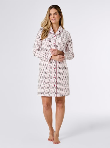 wäschepur Nachthemd - ecru-dunkelrot-bedruckt