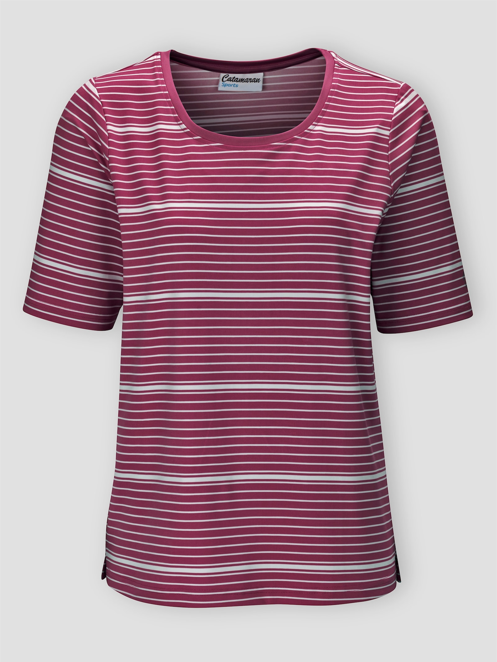 Catamaran Sports Funktionsshirt , atmungsaktiv und schnell trocknend - malve-weiß-gestreift