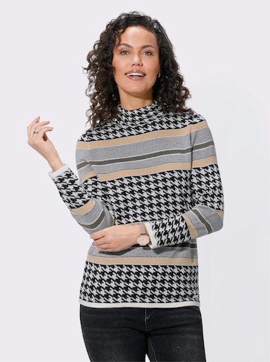 Pullover - camel-schwarz-gemustert