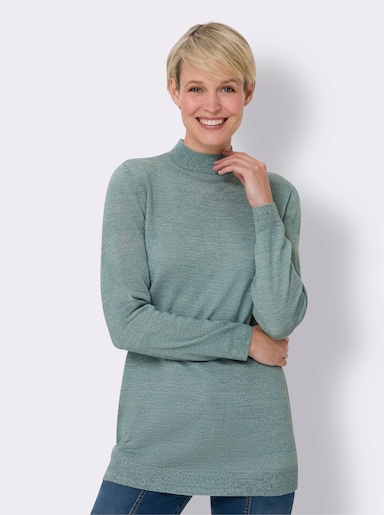 Longpullover - jade-ecru-meliert