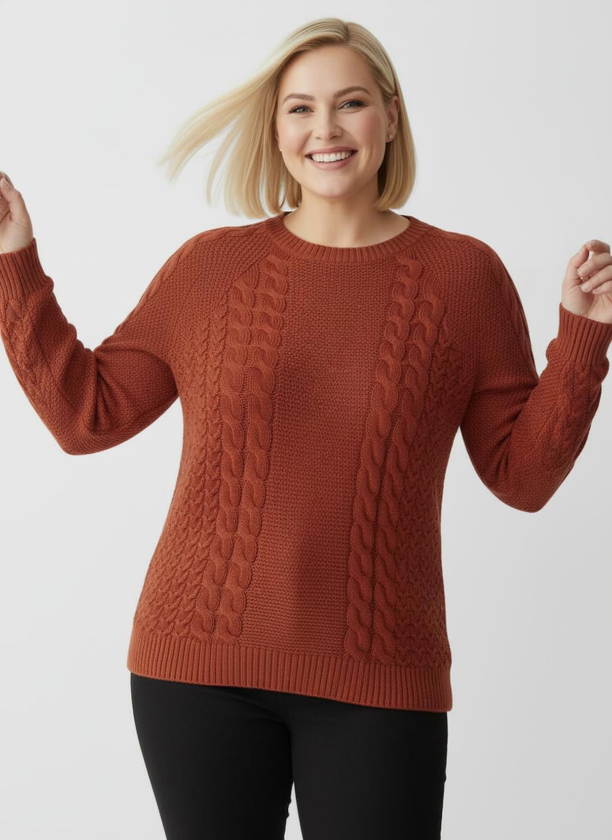 Strickpullover im Mustermix - rostrot