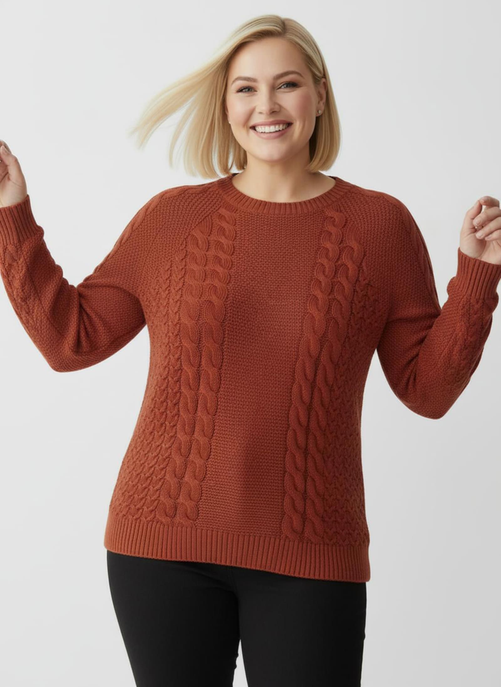 Strickpullover im Mustermix - rostrot