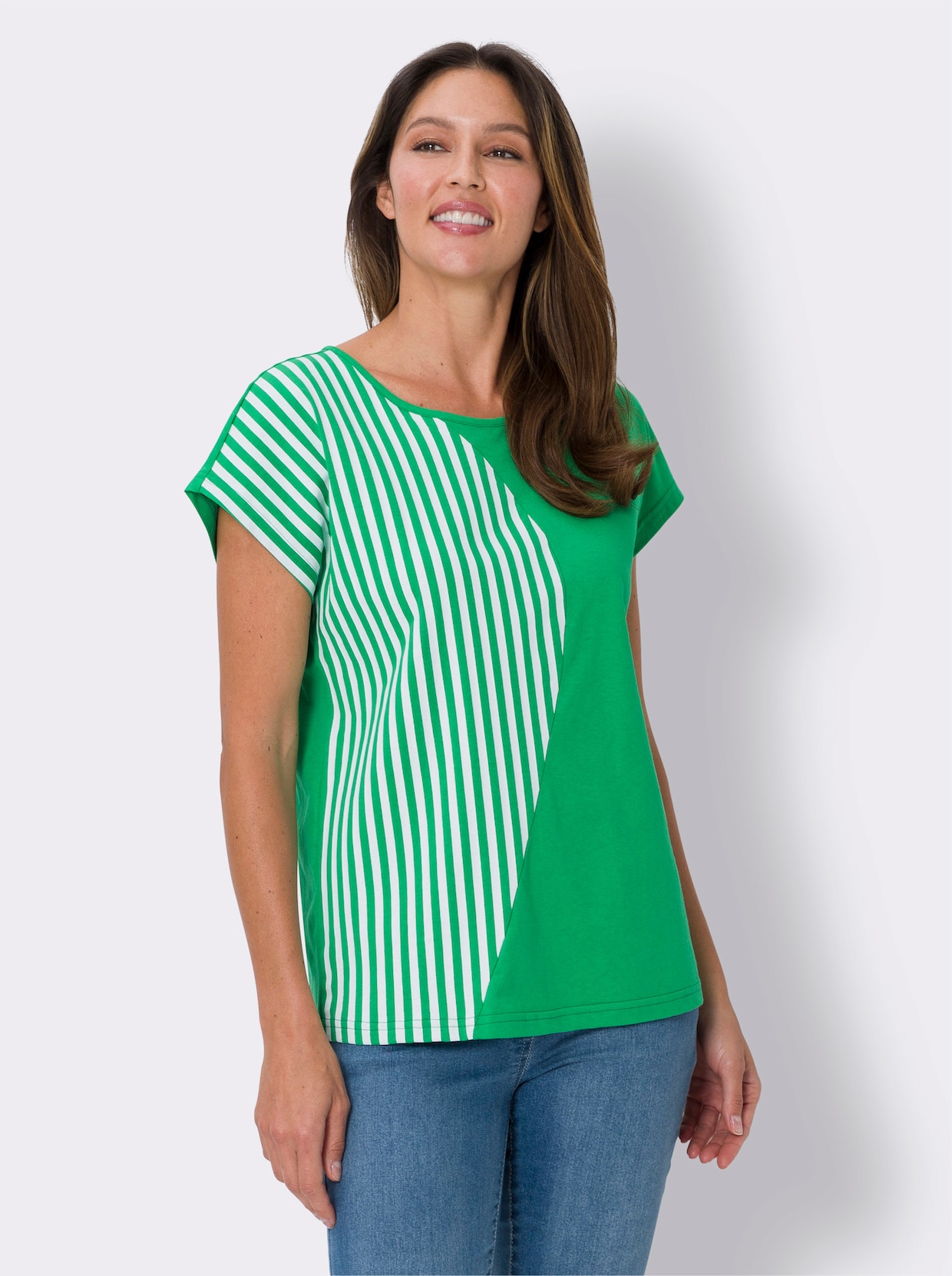 Pruhované tričko - Trávovo zeleno-biela