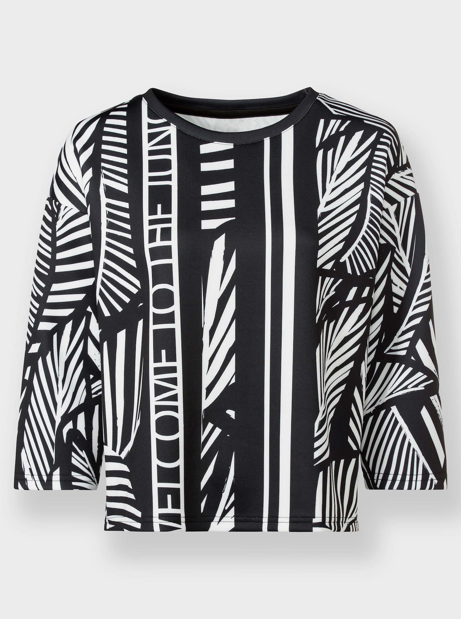 heine 3/4-Arm-Shirt in Koffer-Qualität - schwarz-ecru-bedruckt