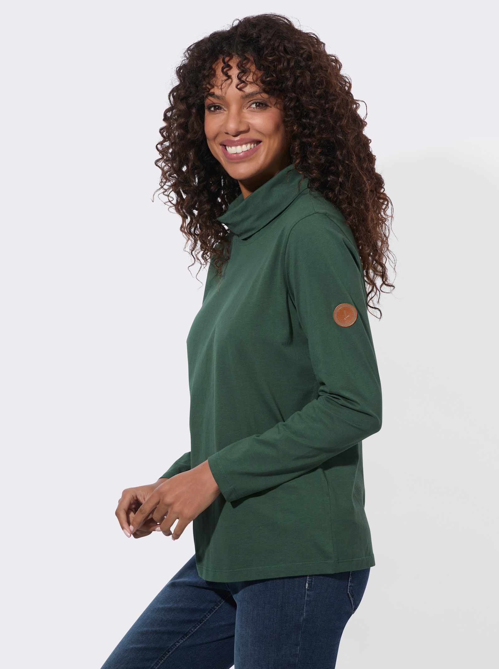 Rollkragenshirt aus reiner Baumwolle - moos