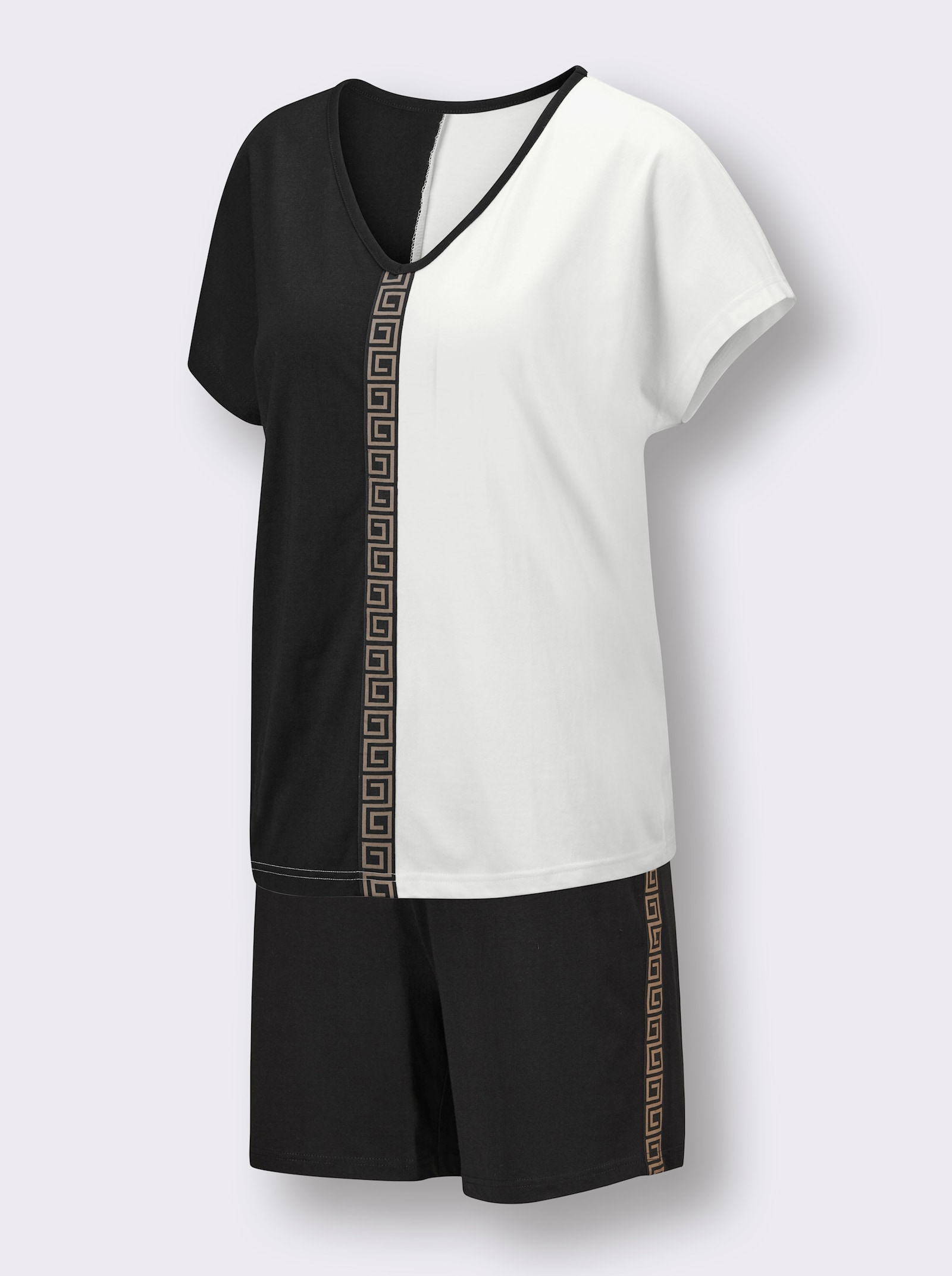 wäschepur Shorty im Colourblocking-Dessin - ecru-schwarz