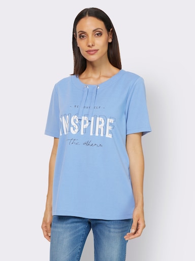 heine Sweatshirt mit kontrastfarbigem Print vorne - himmelblau