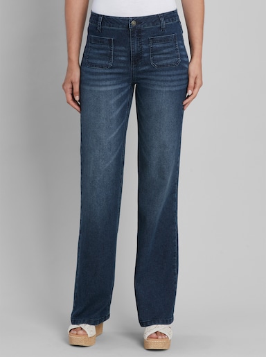 heine Bootcut-Jeans mit aufgesetzten Taschen - blue-stone-washed