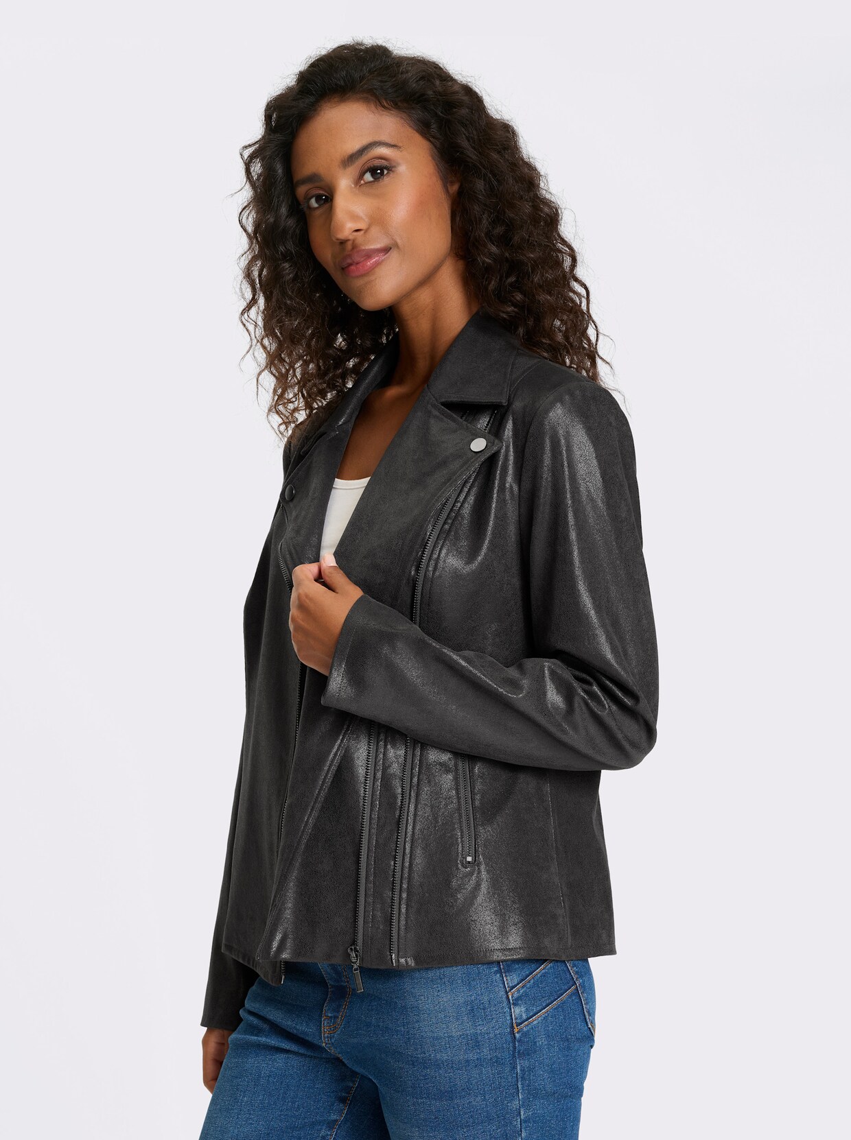 heine Lederimitatjacke - graphit