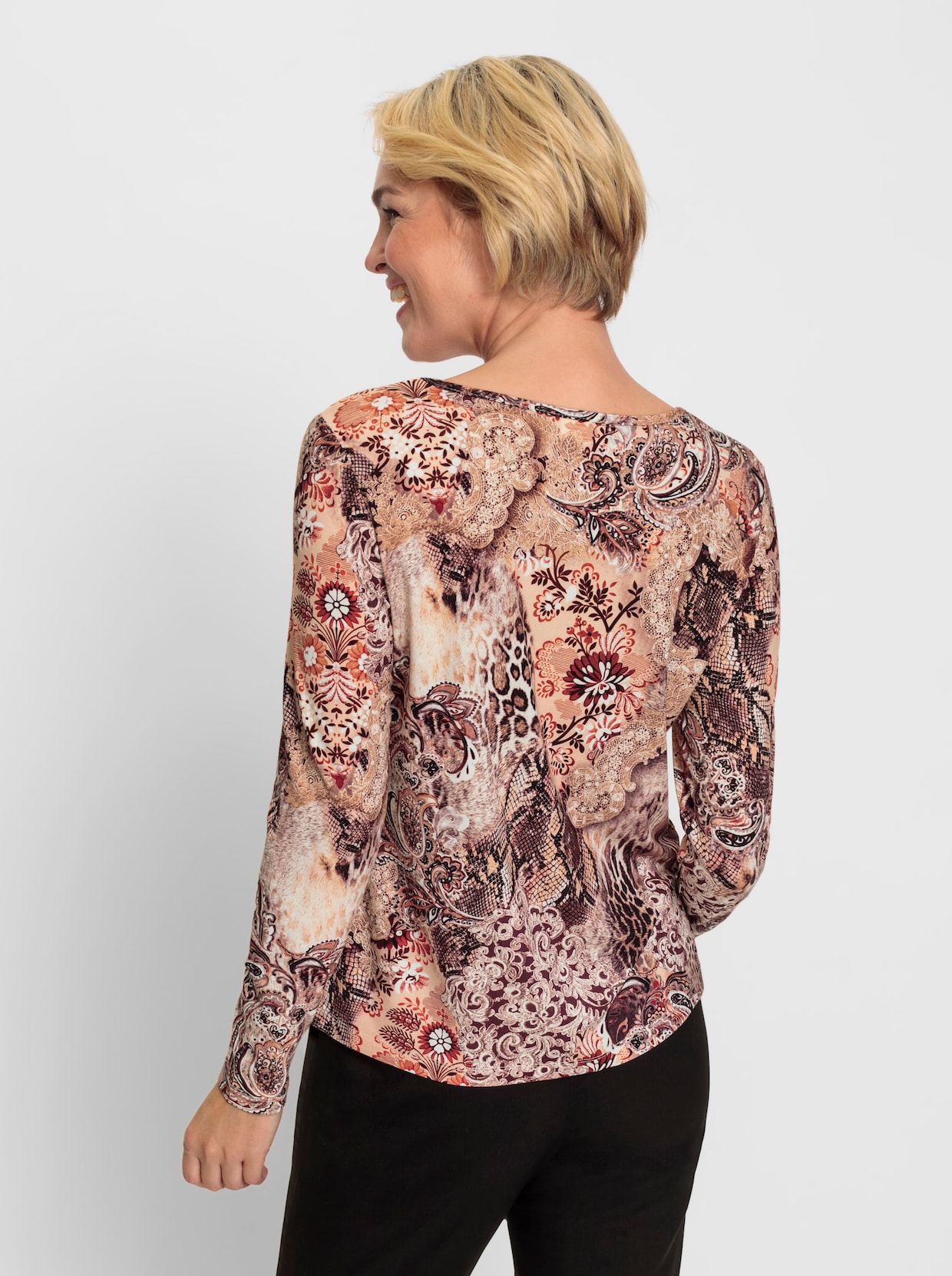 Shirt met print - bordeaux/rozenhout bedrukt