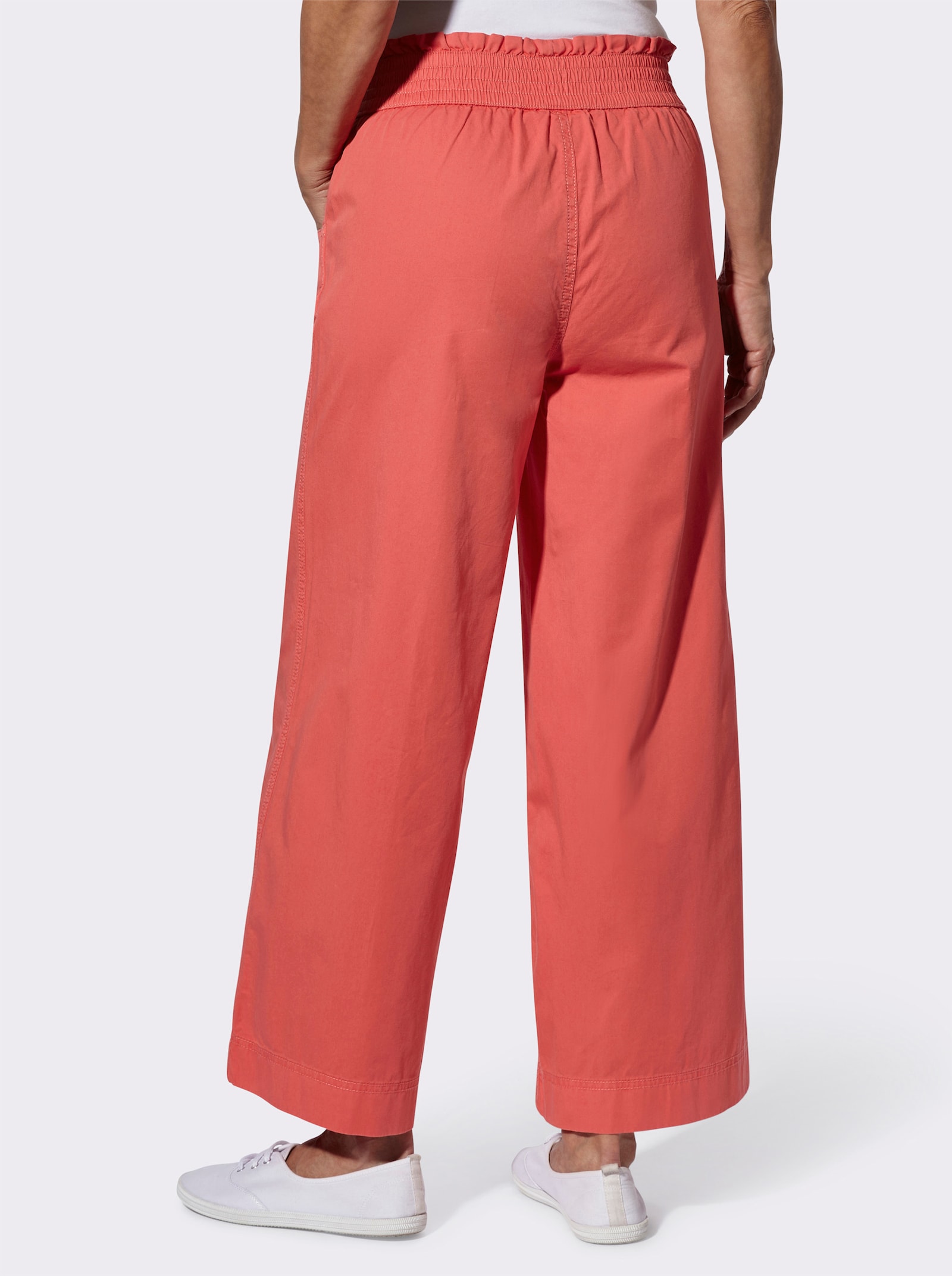 Jeans mit gesmoktem Dehnbund - grapefruit