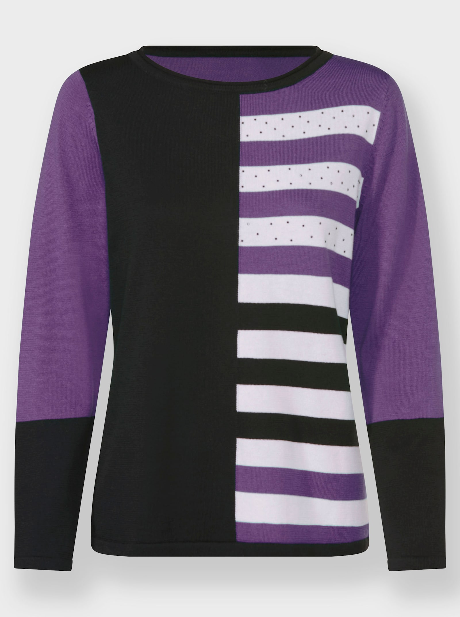 Pullover mit Einstrickmuster - lila-schwarz-gemustert