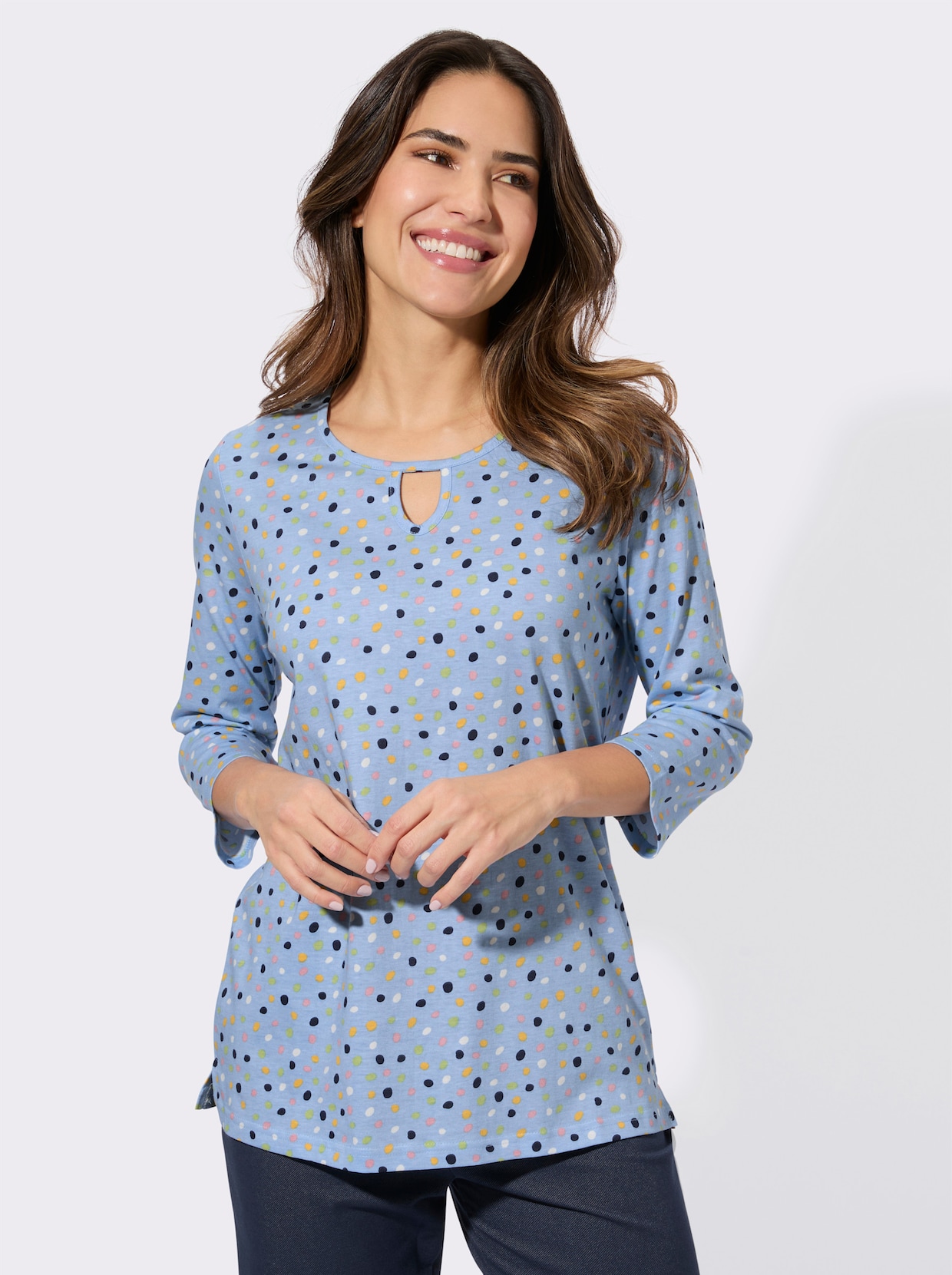 3/4-Arm-Shirt mit Grafik-Druck - eisblau-bedruckt