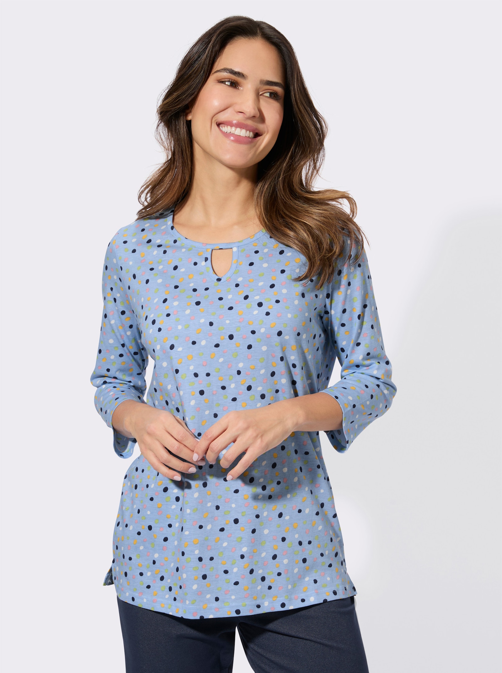 3/4-Arm-Shirt mit Grafik-Druck - eisblau-bedruckt