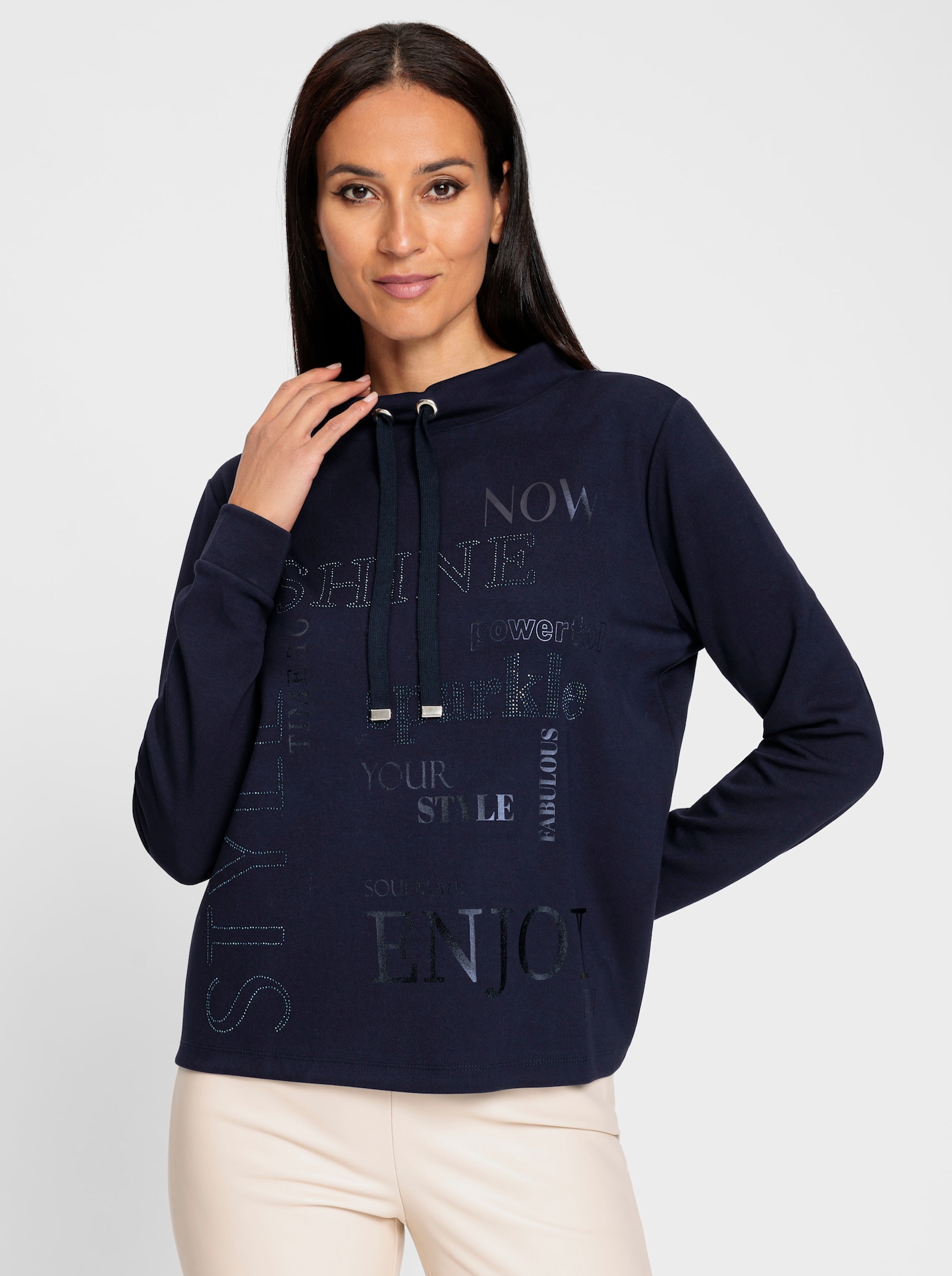 heine Sweatshirt met opstaande kraag, wijd - marine