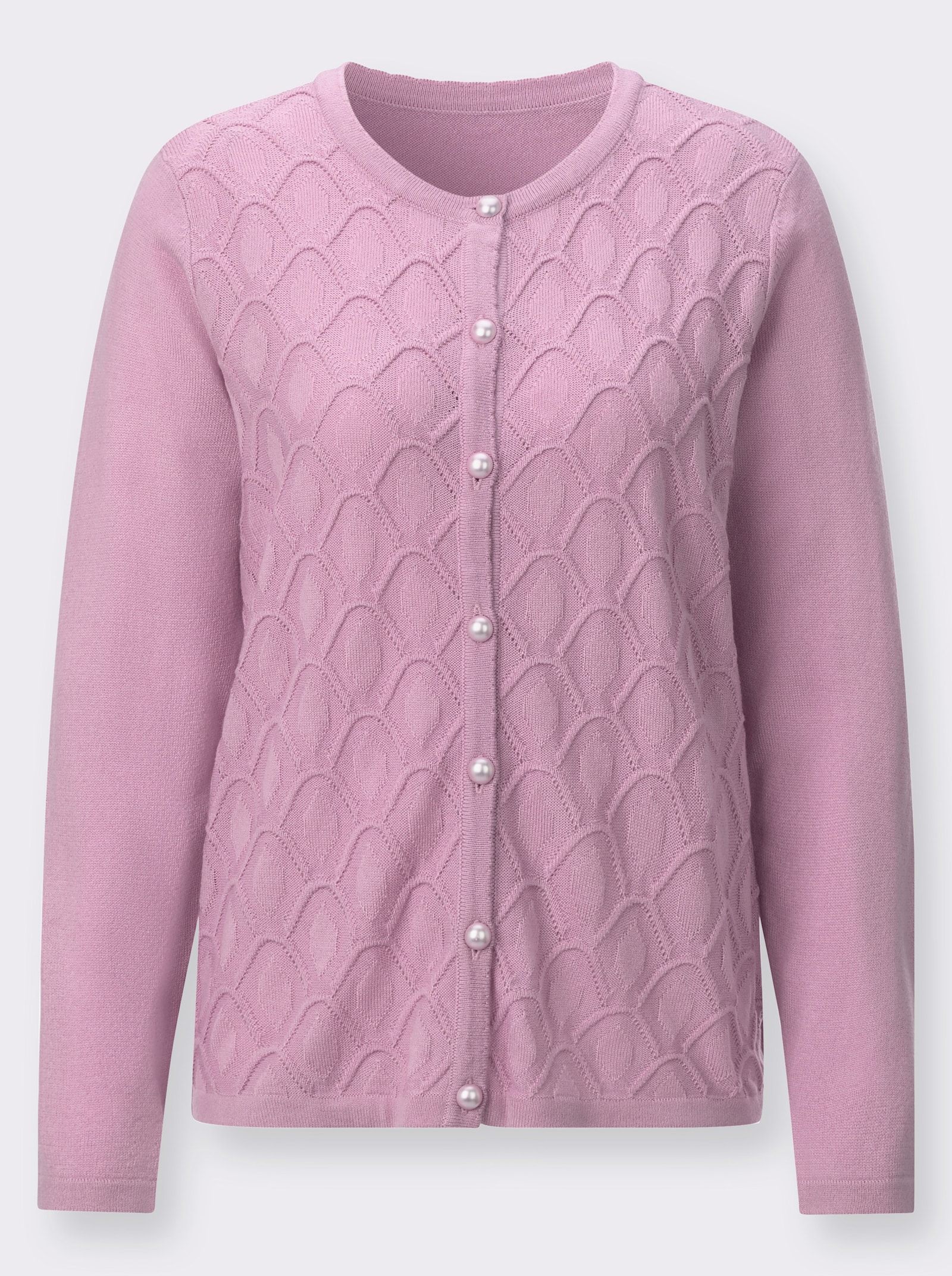 Strickjacke mit Rauten-Muster - rosé