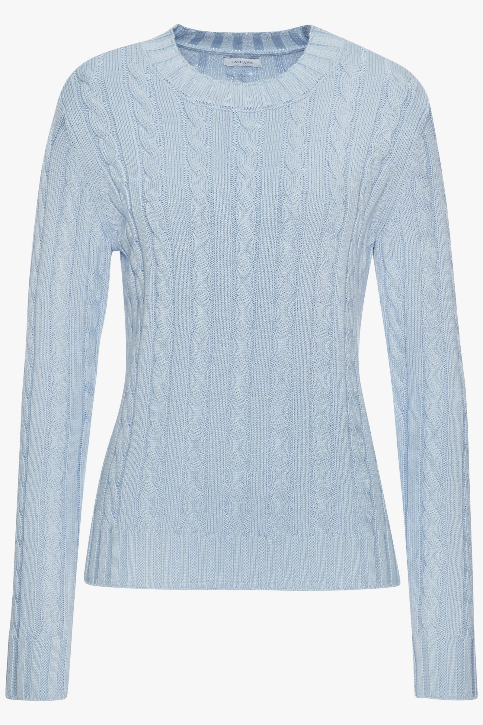LASCANA Rundhalspullover - hellblau