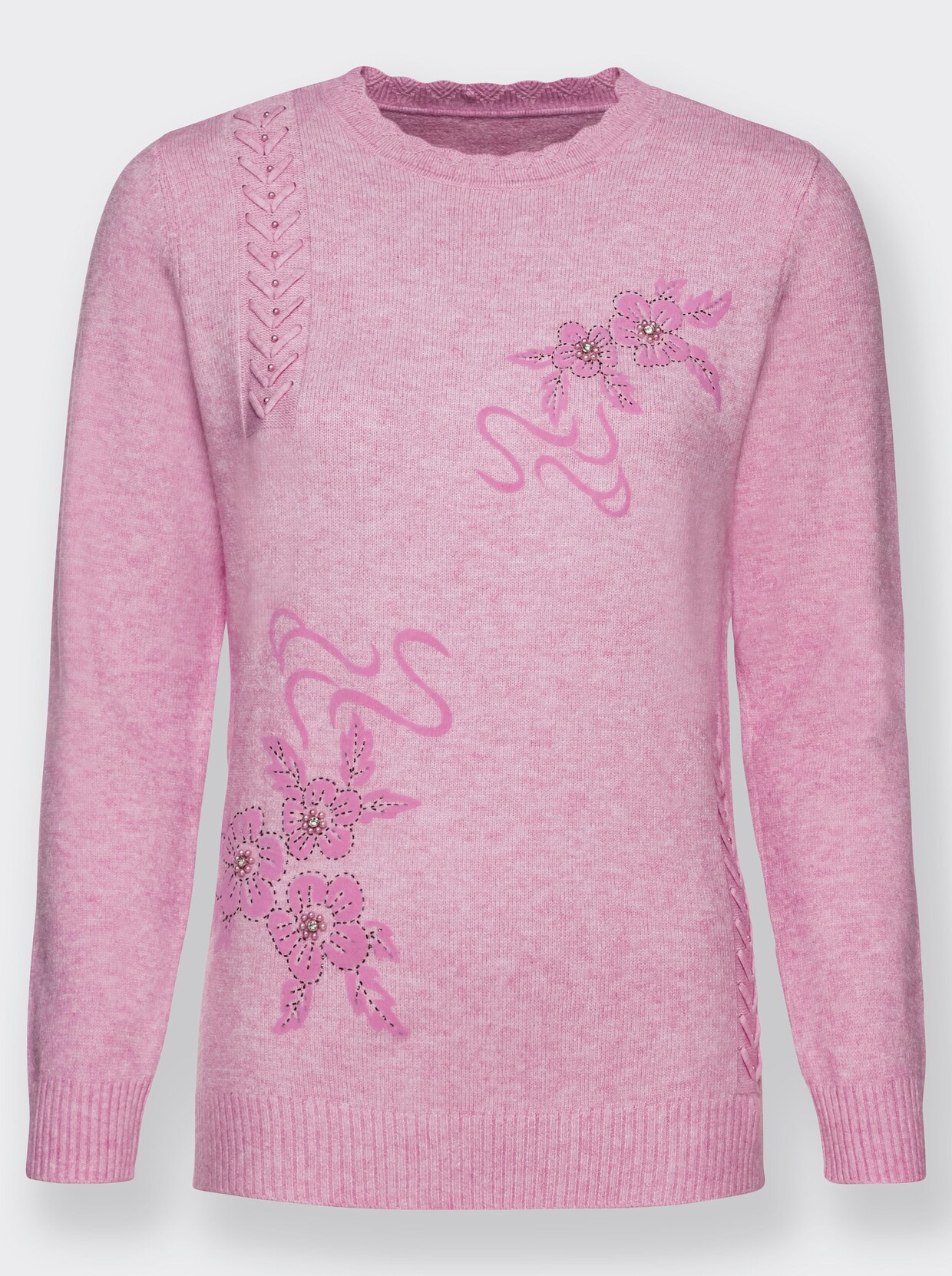 Langarm-Pullover - rosé-meliert