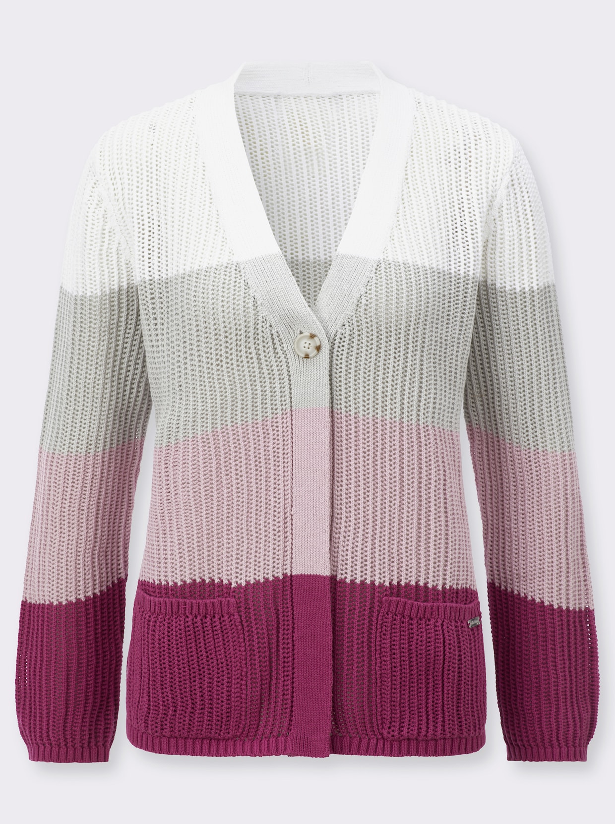 Ajourstrickjacke - erika-ecru-geringelt