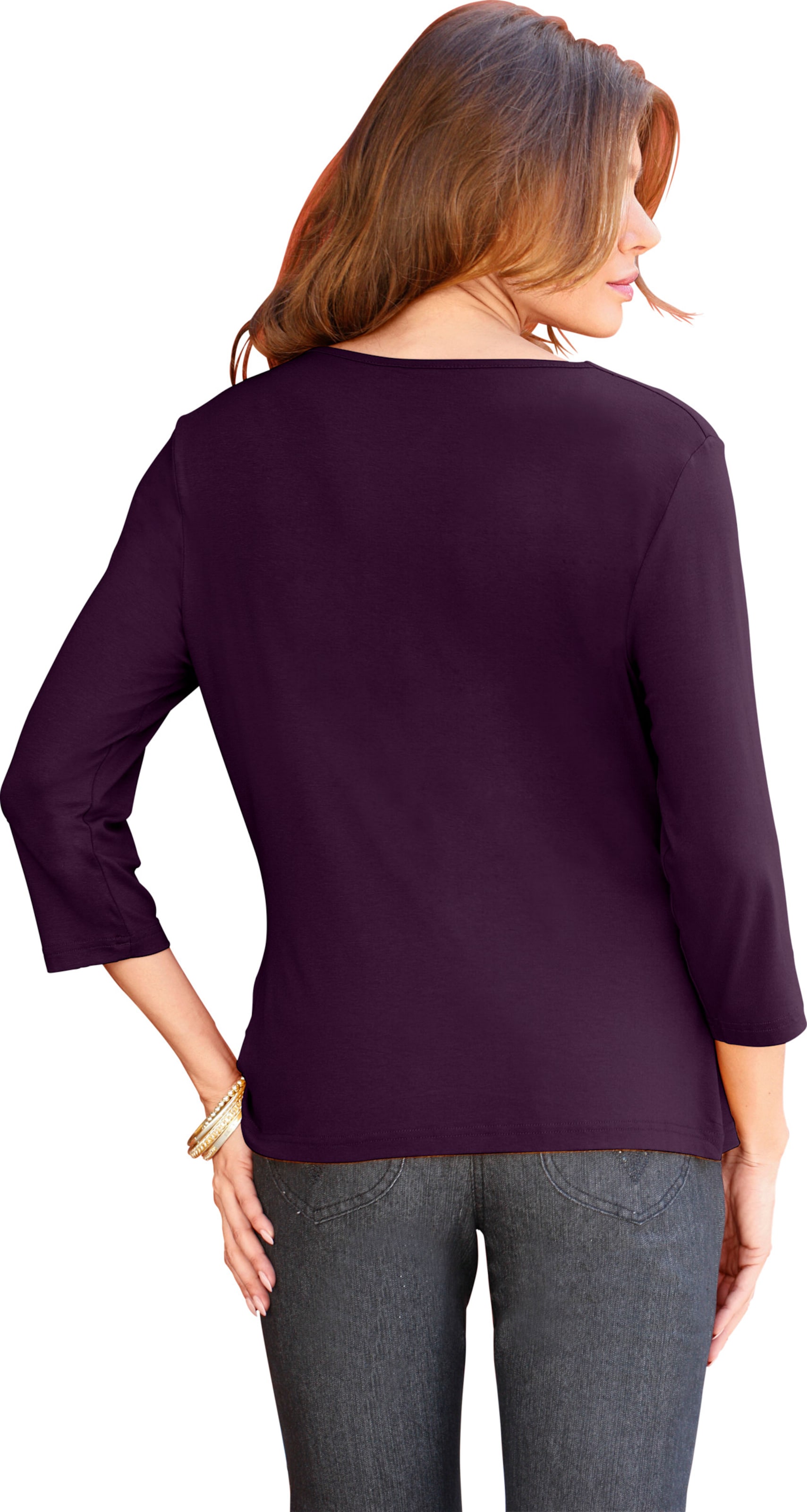 Damen Wasserfallshirt mit 3/4-langen Ärmeln traube, Größe 46 - Bild 3