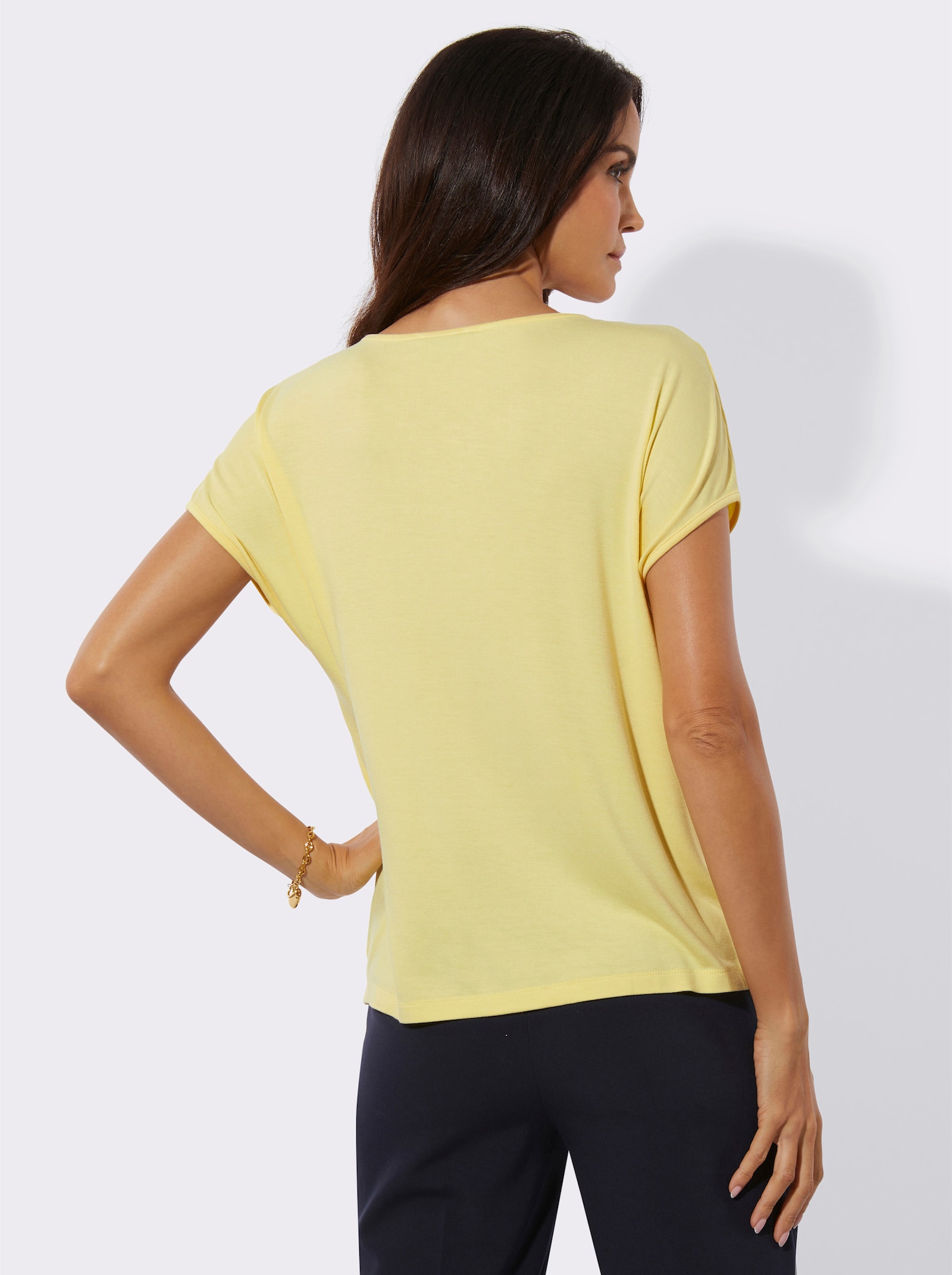 Shirt met korte mouwen en modal - citroen